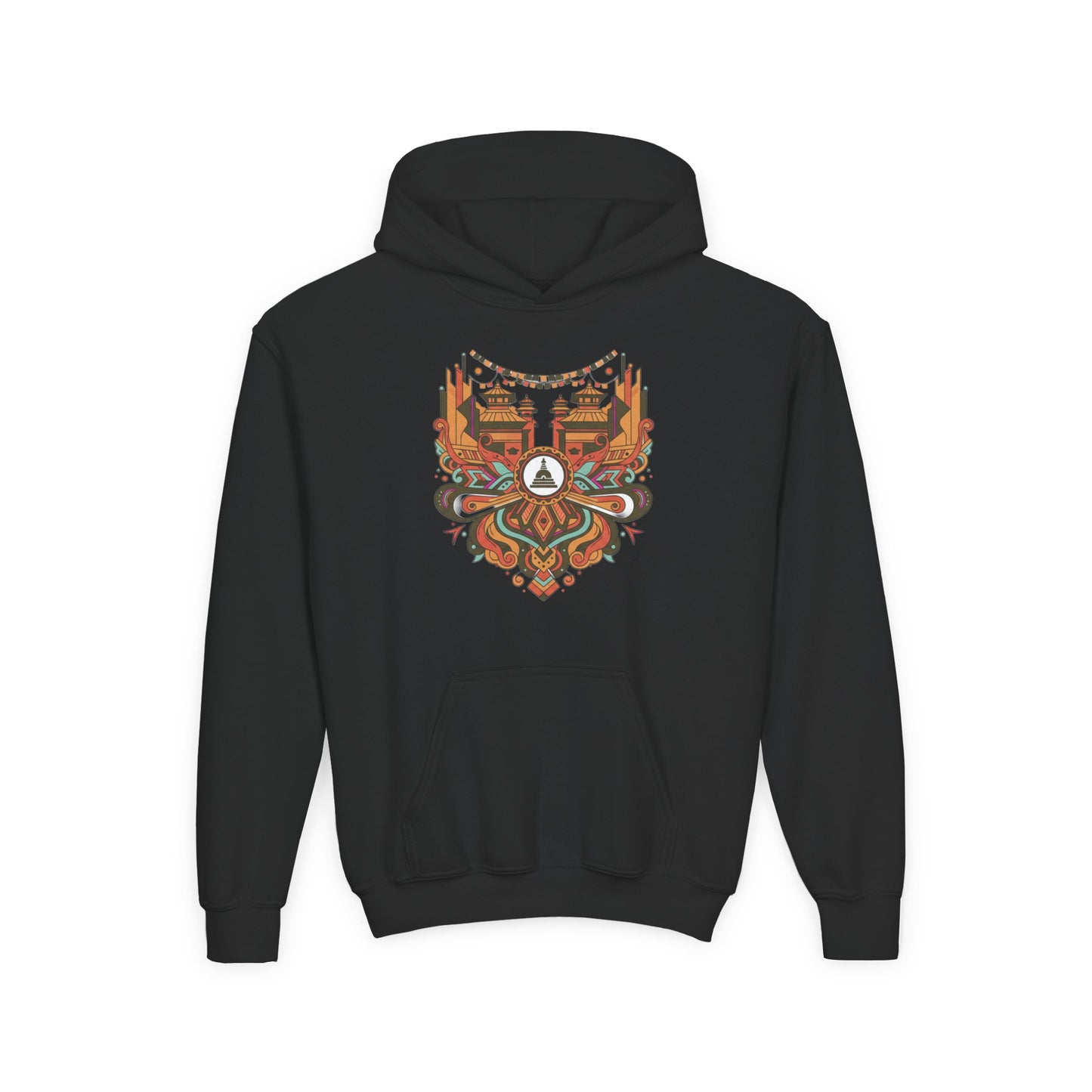 Youth Hoodie — Rustic Peace Mandala Graphic