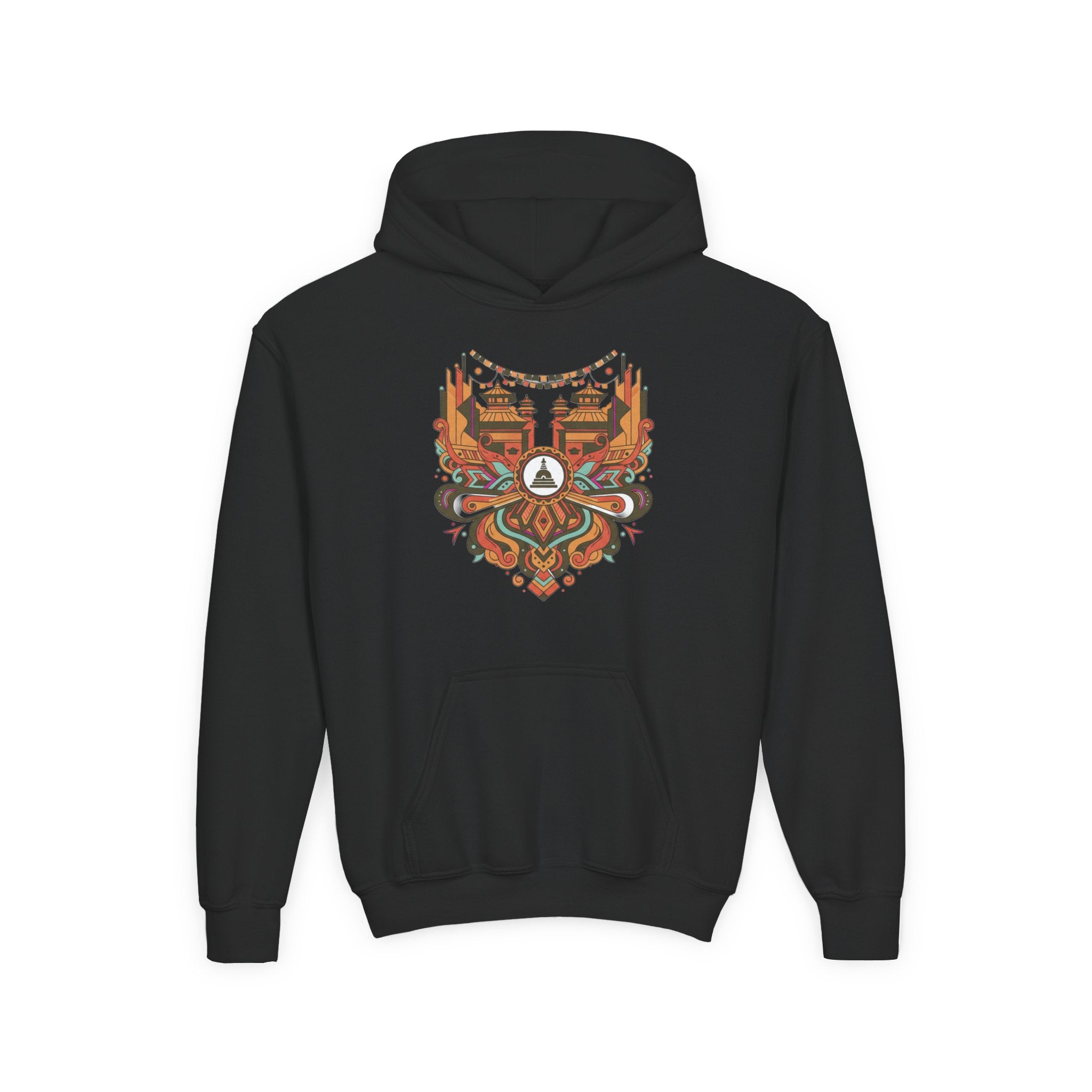 Youth Hoodie — Rustic Peace Mandala Graphic