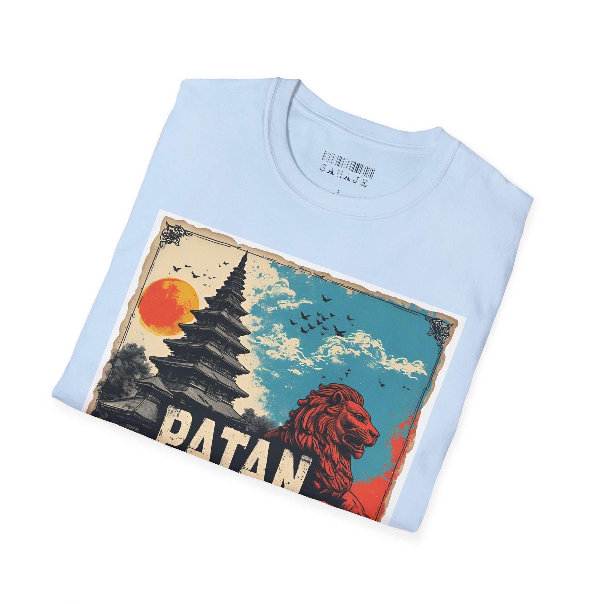 Patan City T-Shirt – Temple & Lion Graphic Tee, Nepali Cultural Heritage Design