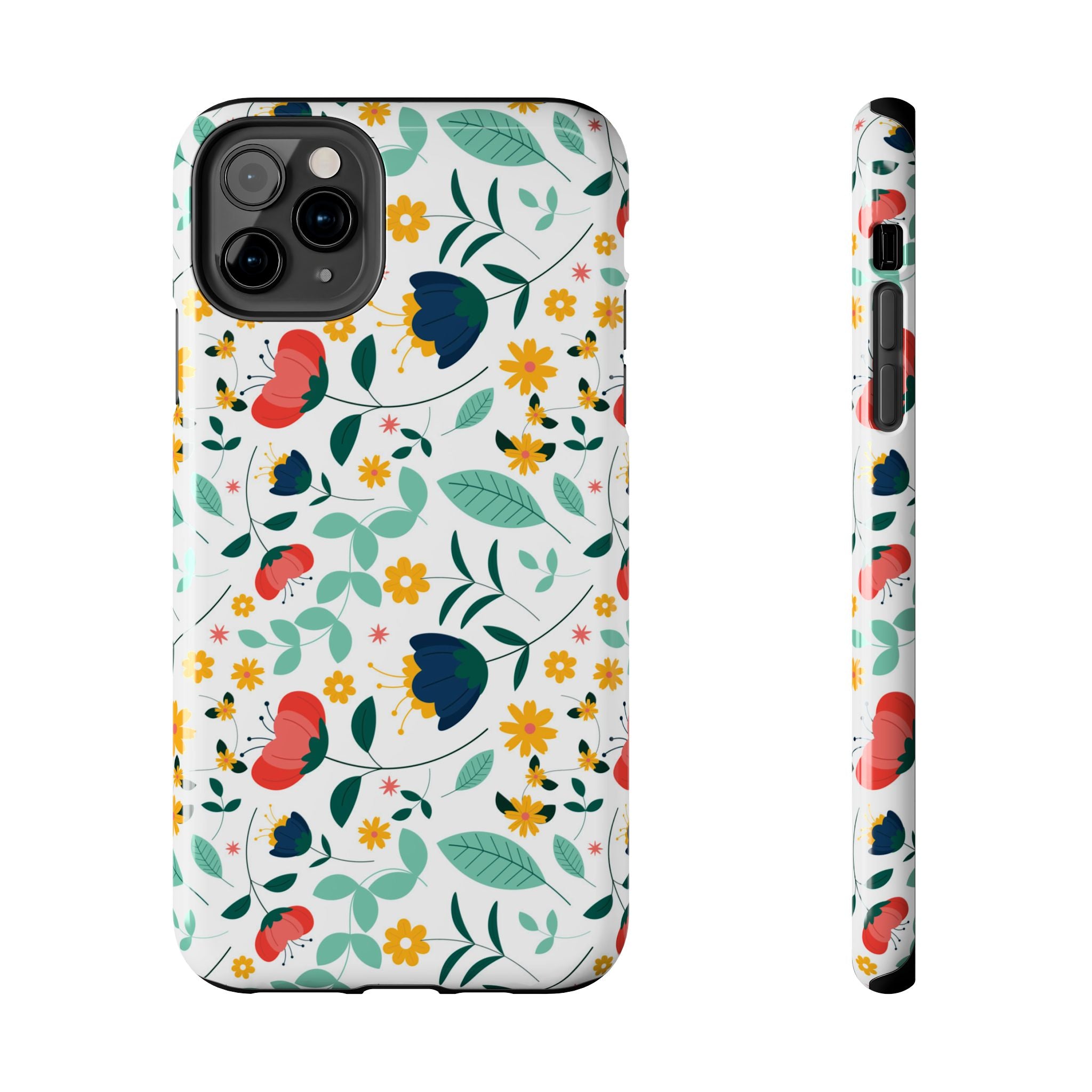 Floral Pattern Tough Phone Case — Colorful Spring Flowers Phone Cover