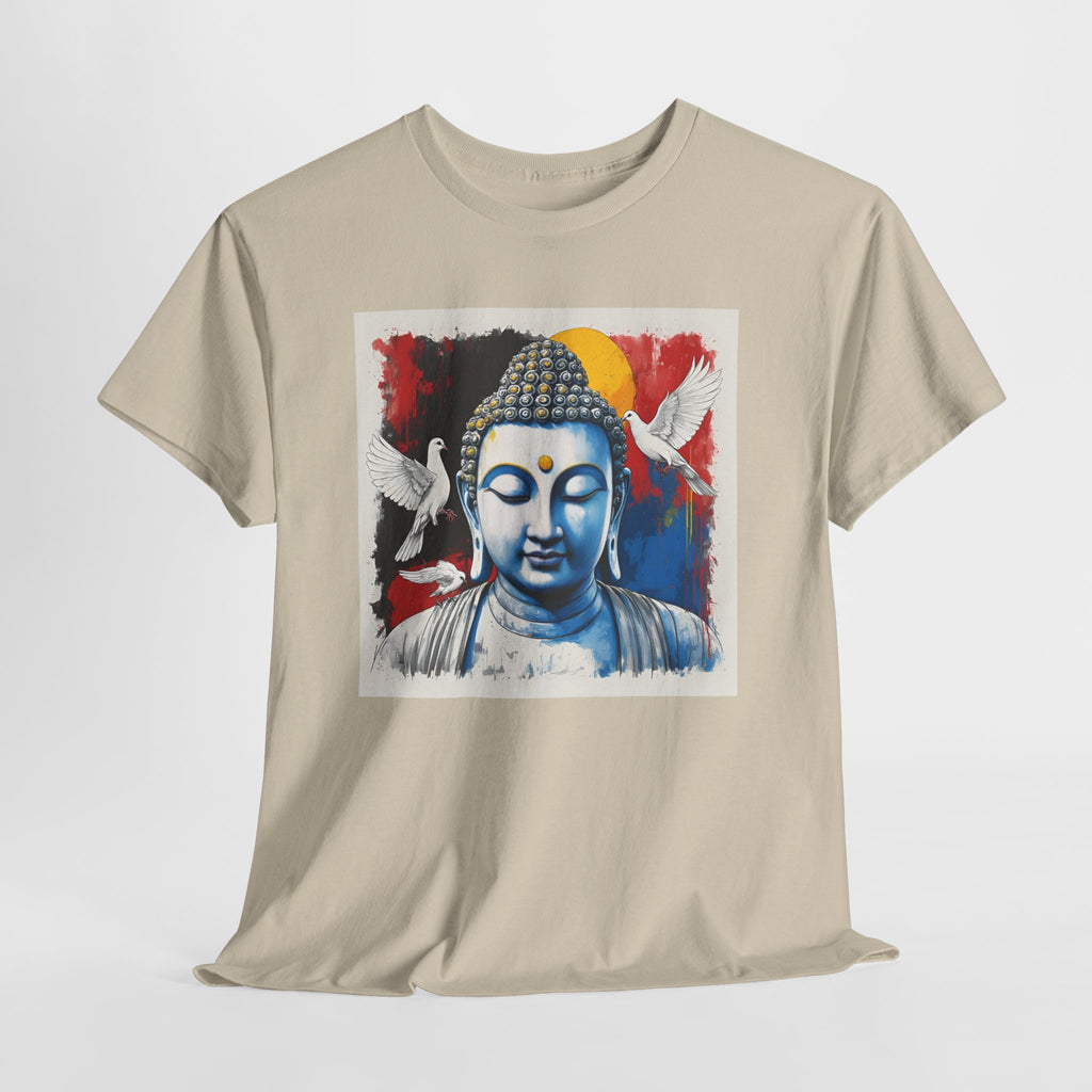 Buddha Peace Tee — Colorful Buddha & Doves Graphic T-Shirt