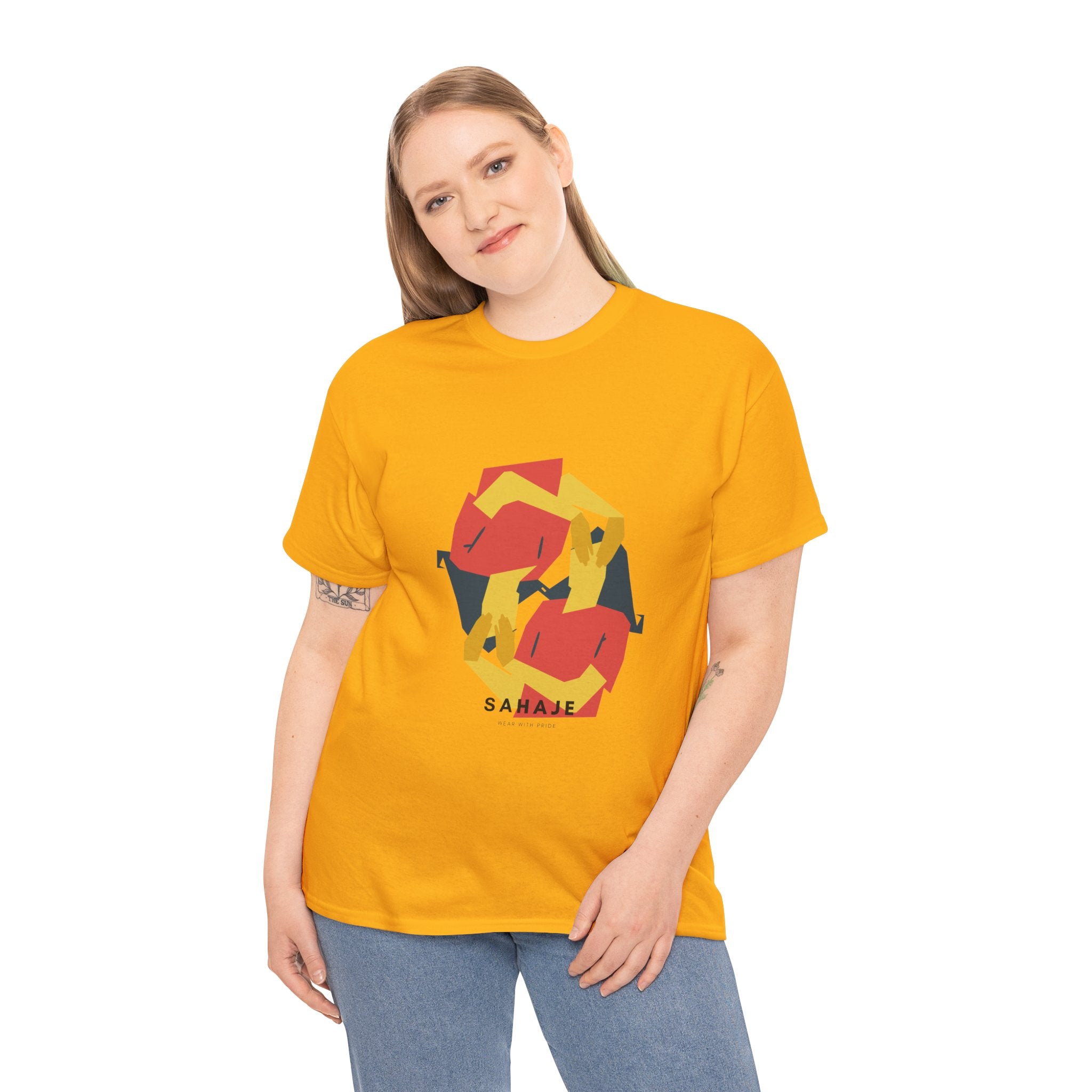 Geometric Fox Tee — Stylized Red & Yellow Fox Illustration T-Shirt