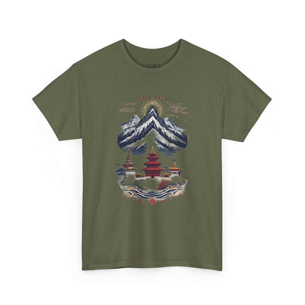 Japanese Mountain Pagoda T-Shirt — Zen Temple Landscape Tee