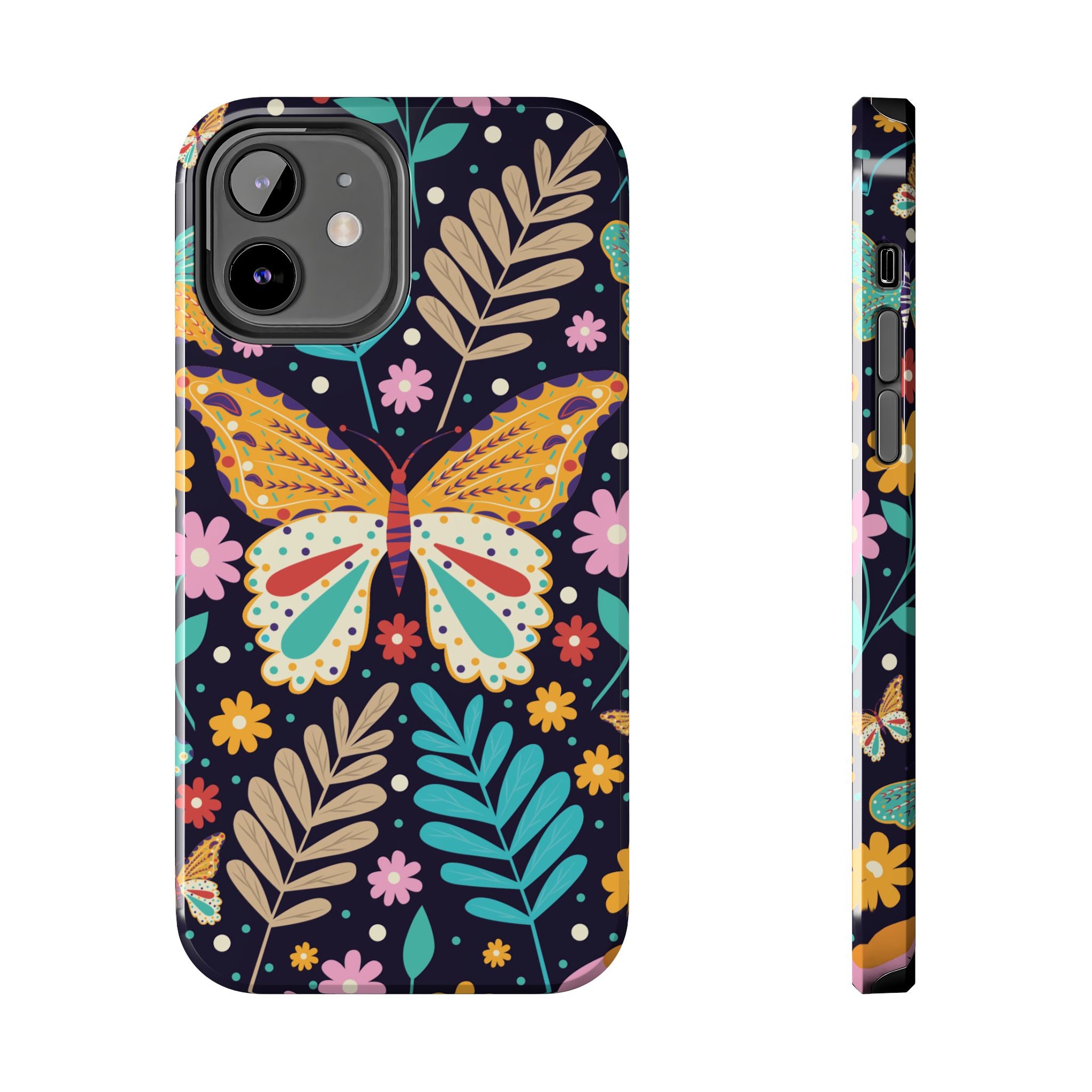 Floral Butterfly Tough Phone Case — Colorful Garden Protective Cover