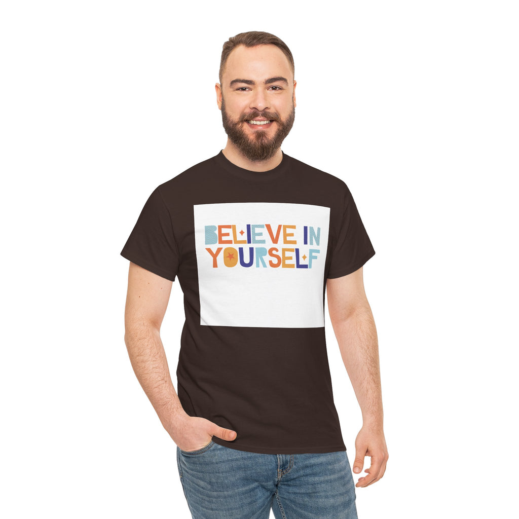T-Shirt — "Believe in Yourself" Colorful Retro Motivational Tee