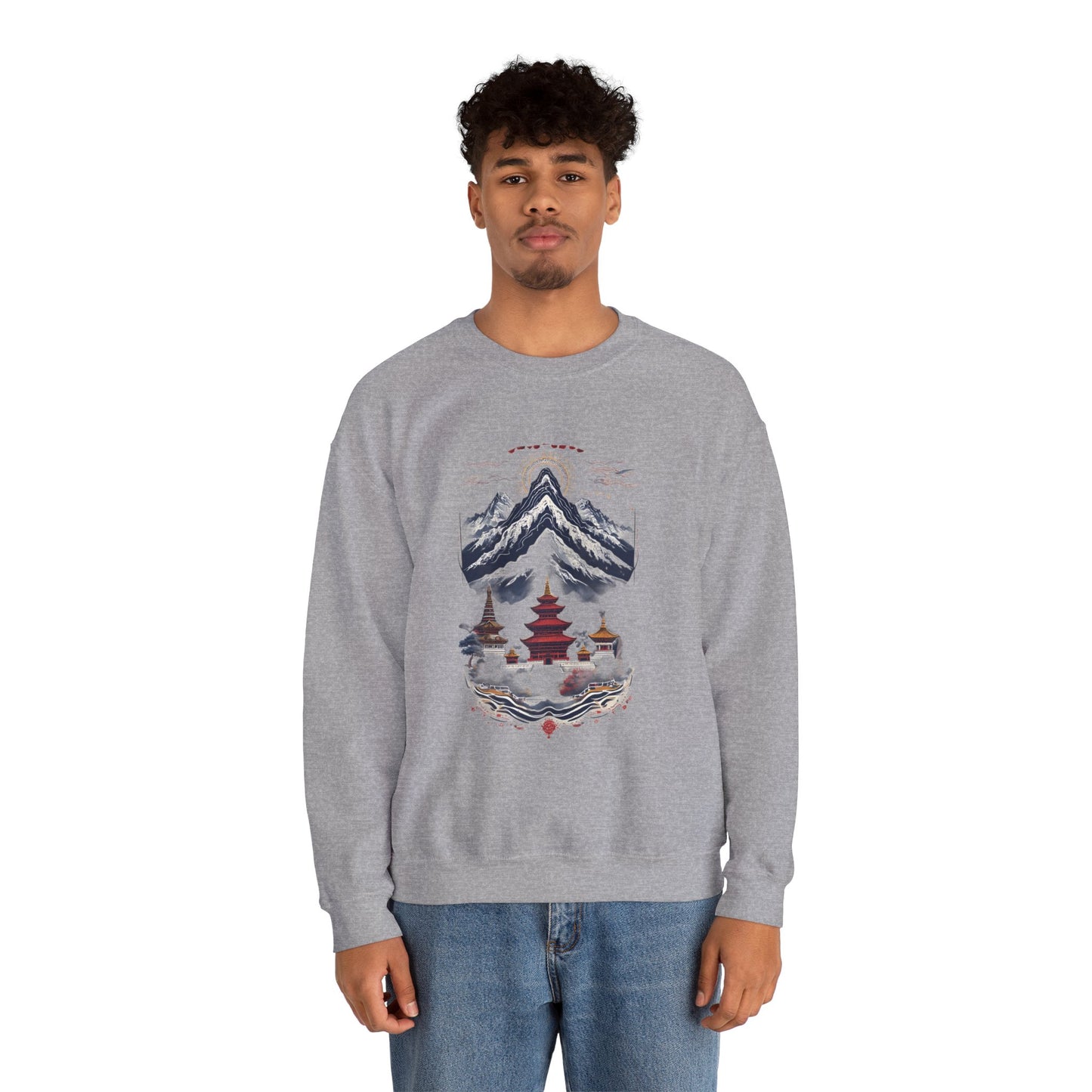 Japanese Mountain Pagoda Crewneck Sweatshirt