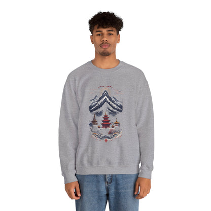 Japanese Mountain Pagoda Crewneck Sweatshirt