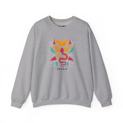 Sahajé Floral Snake Crewneck Sweatshirt — Colorful Botanical Serpent Graphic