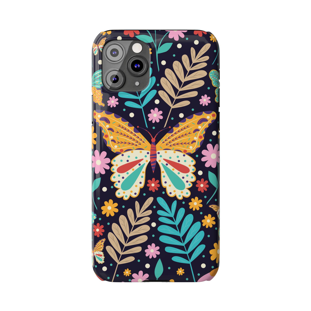 Butterfly Floral Slim Phone Case — Colorful Boho Garden Design