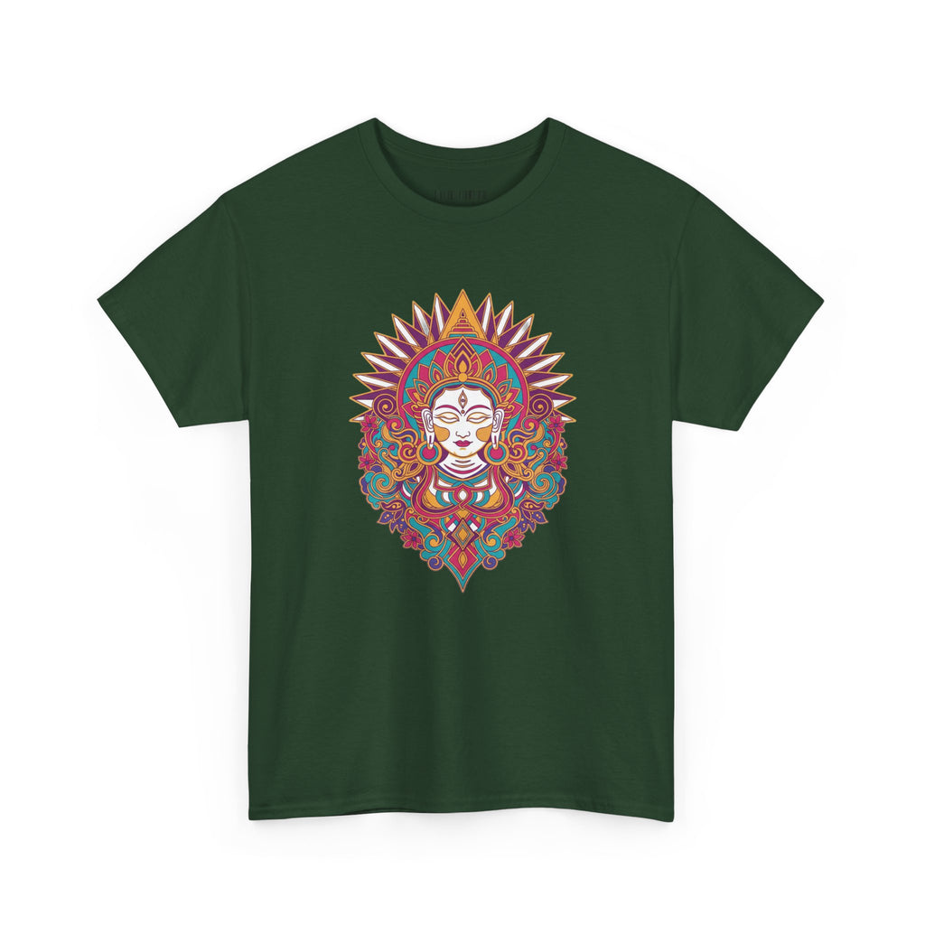 Spiritual Goddess Sun Mandala Tee — Colorful Boho Yoga T‑Shirt