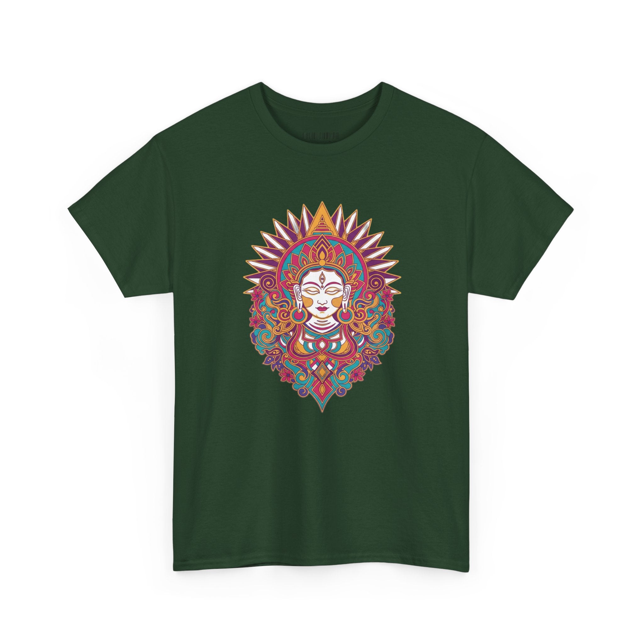 Spiritual Goddess Sun Mandala Tee — Colorful Boho Yoga T‑Shirt