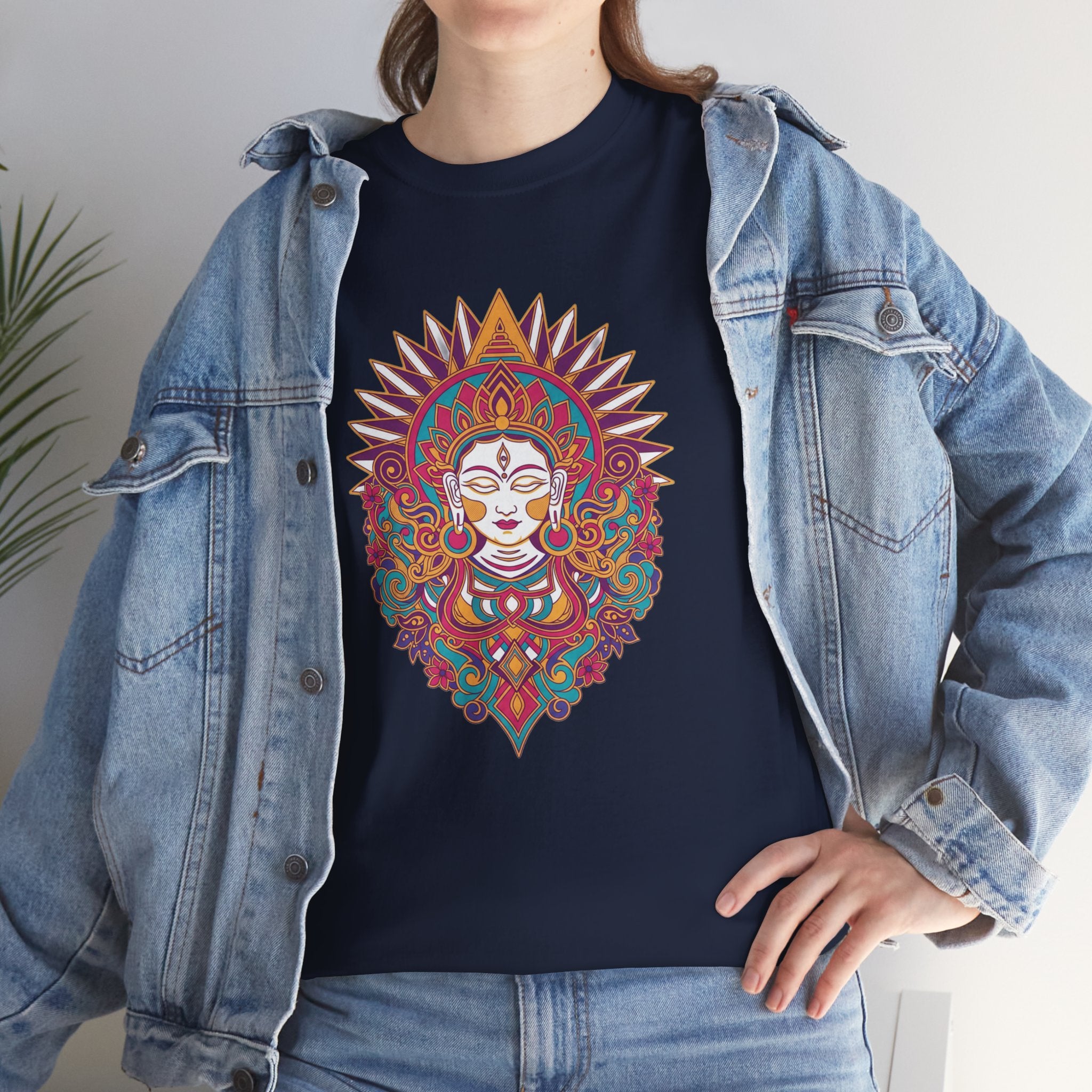 Spiritual Goddess Sun Mandala Tee — Colorful Boho Yoga T‑Shirt