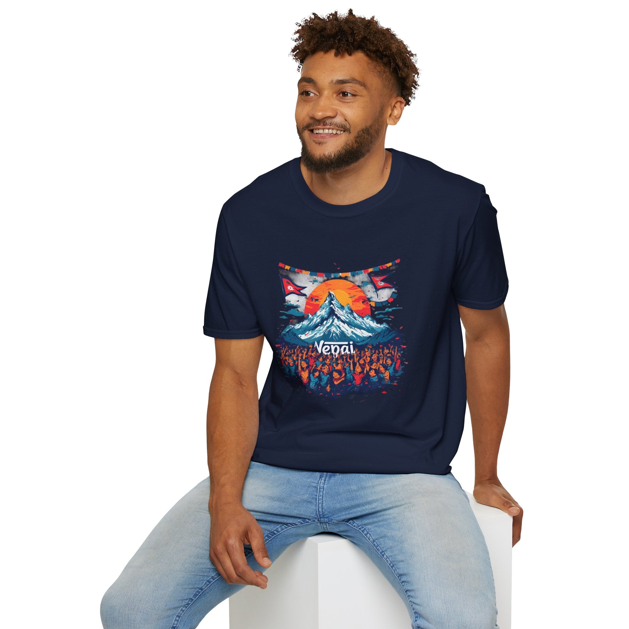 Nepal Mountain Sunrise T-Shirt — Retro Trekking Graphic Tee