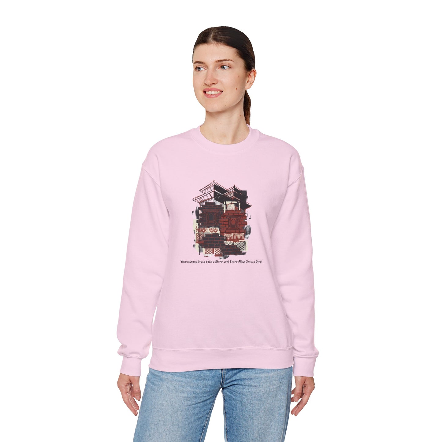 Crewneck Sweatshirt — Cozy Vintage Cabin Illustration with Quote