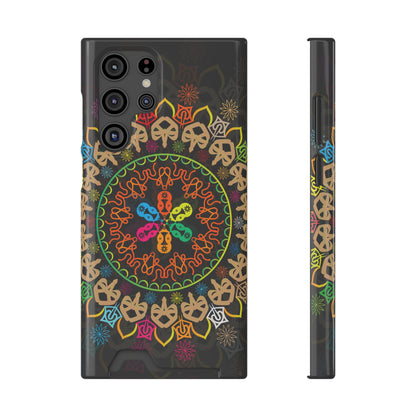 Colorful Mandala Phone Case with Card Holder, Bohemian Phone Accessory, Gift for Him/Her, Vibrant Smartphone Case, Artistic Phone Cover
