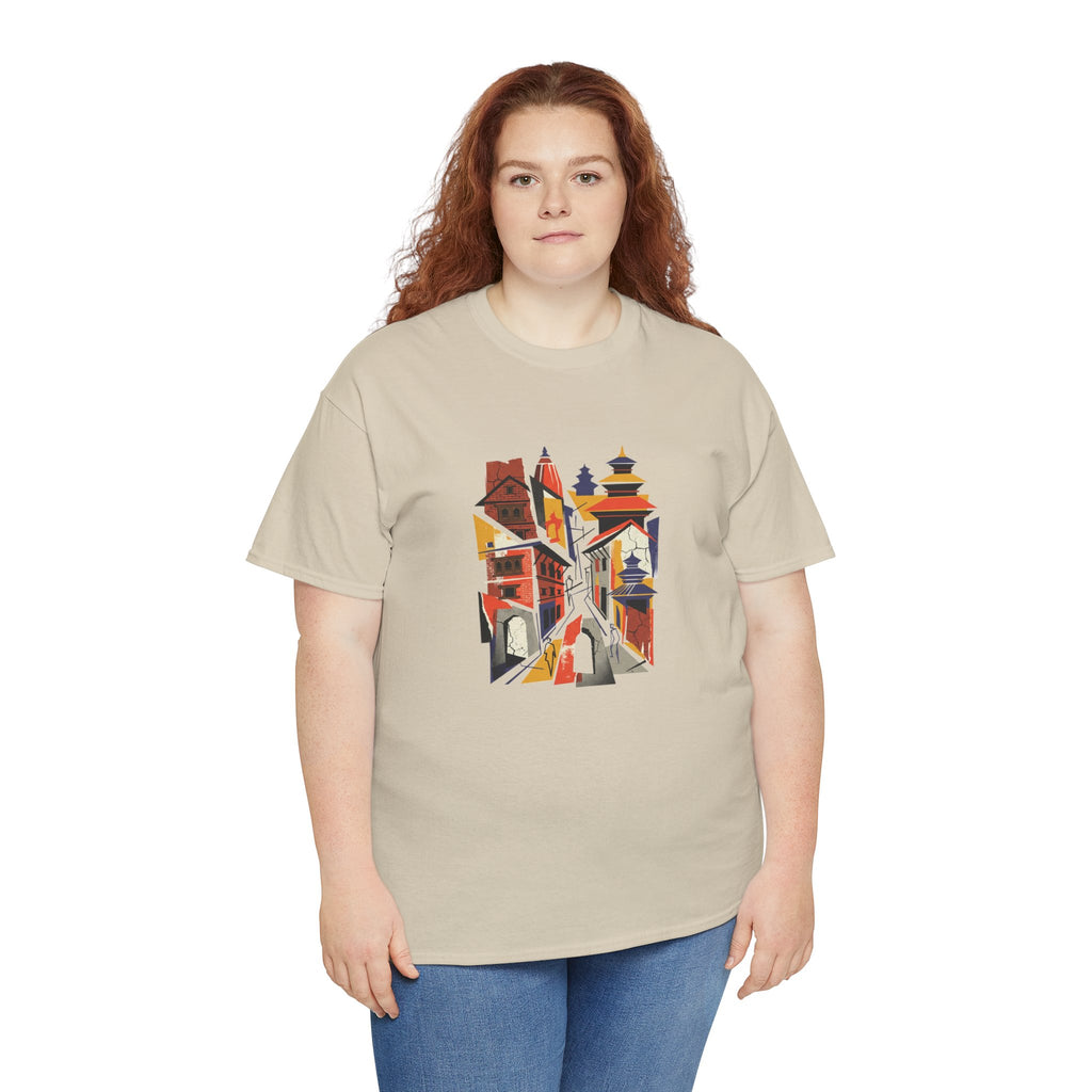 Cityscape Abstract Tee — Colorful Urban Architecture Graphic T‑Shirt