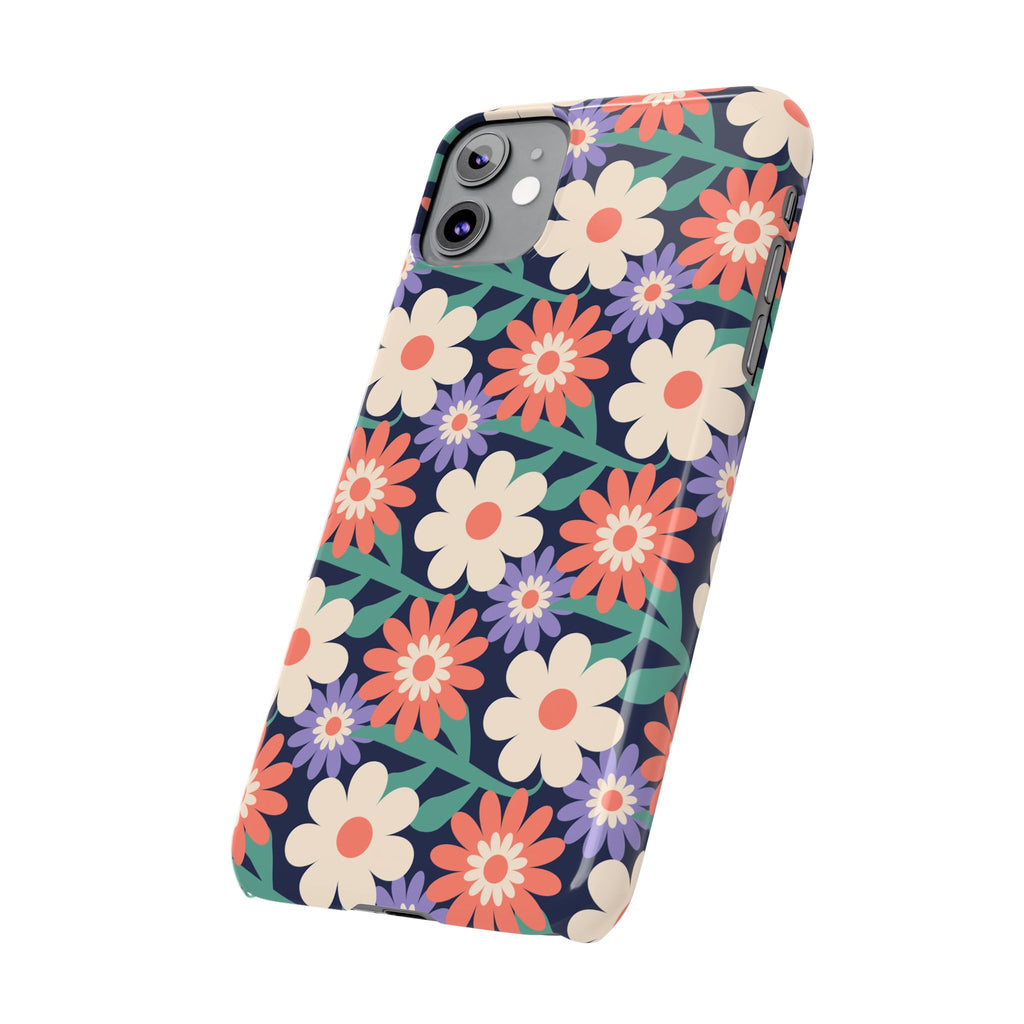 Floral Retro Slim Phone Case – Navy Ditsy Flowers