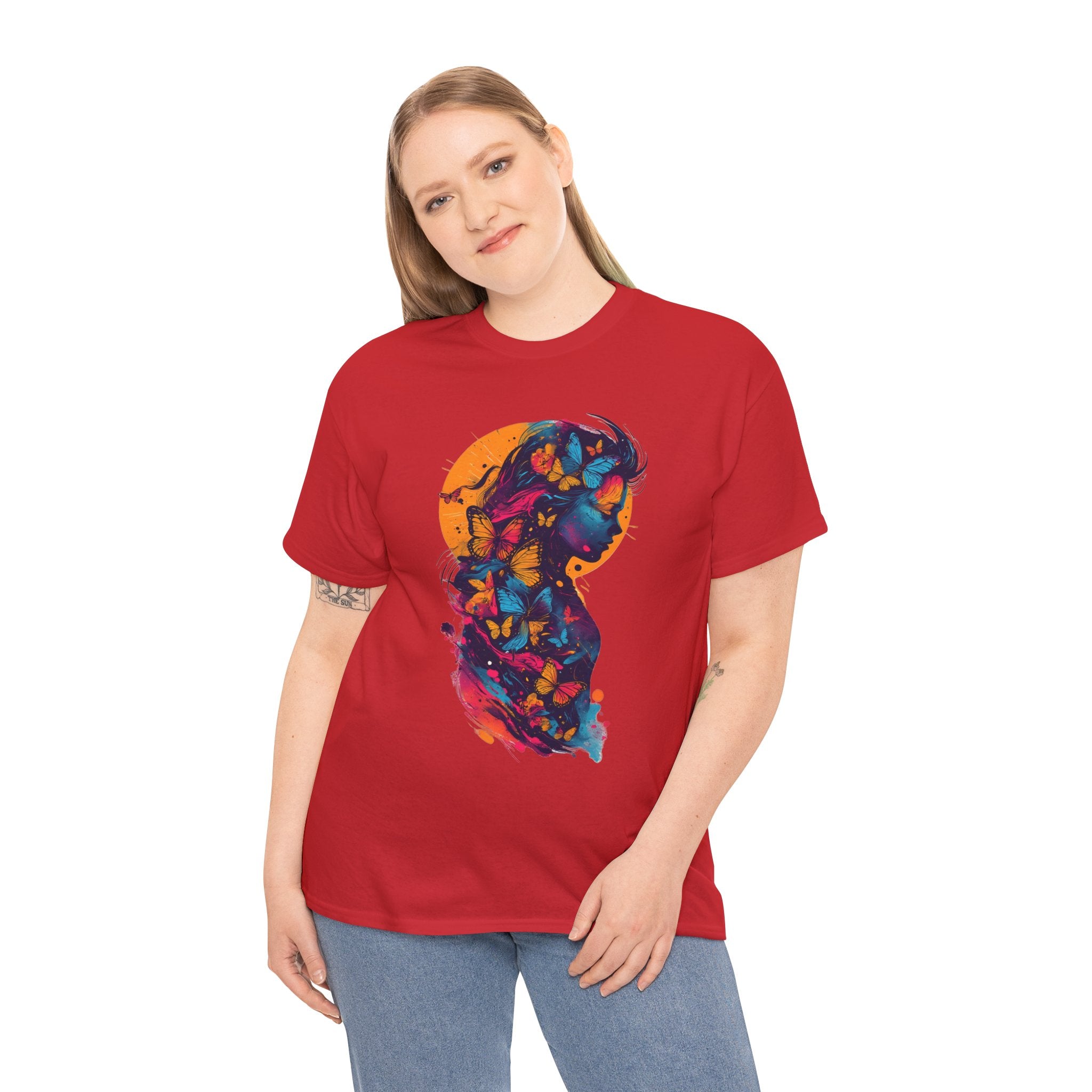 Butterfly Silhouette Graphic Tee — Colorful Maternity Profile Design
