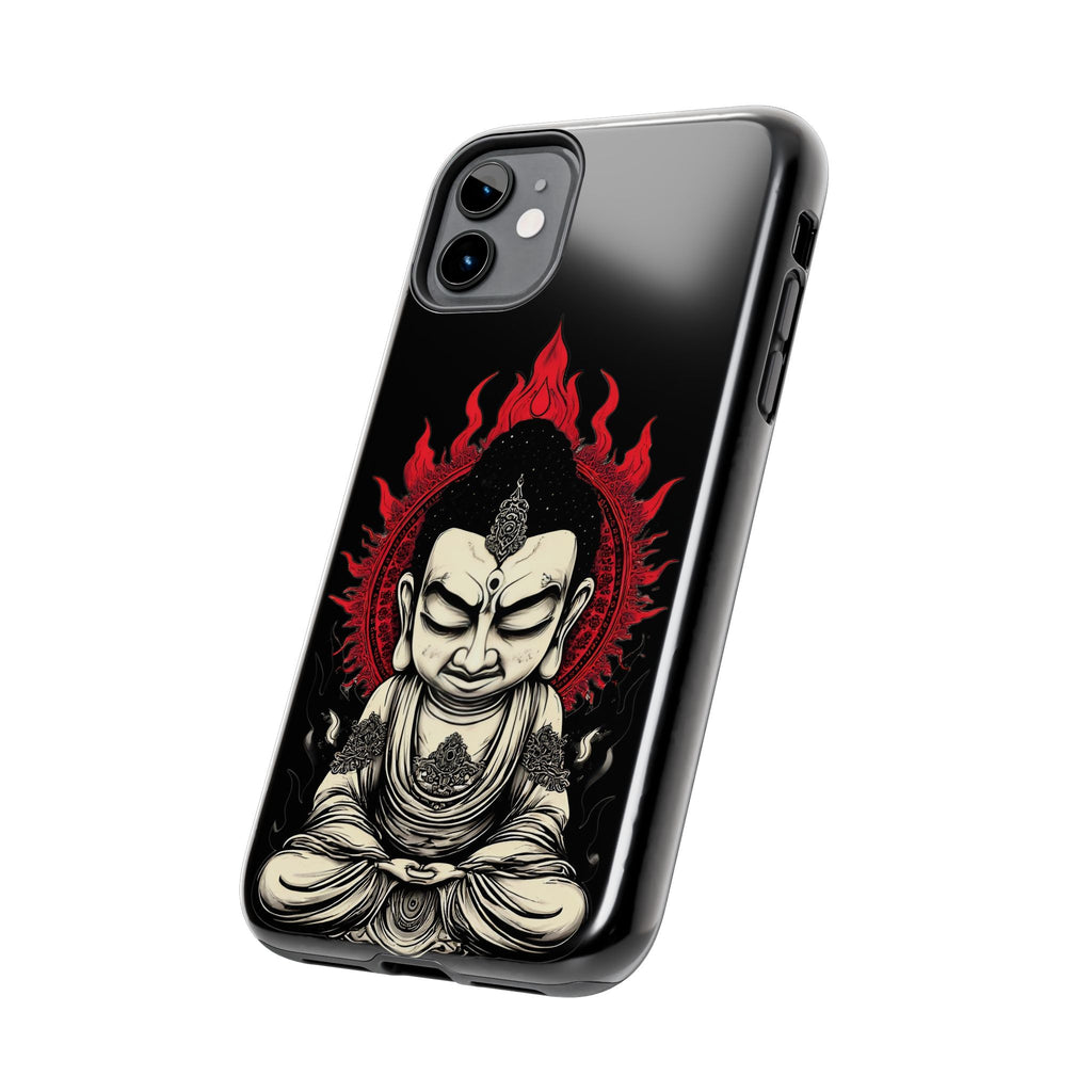 Meditative Buddha Tough Phone Case — Red Flame Zen Protection