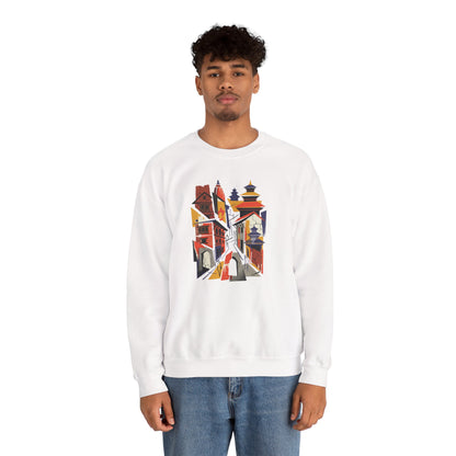 Crewneck Sweatshirt — Abstract Cityscape Graphic (Colorful Architectural Illustration)