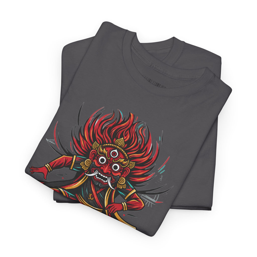 T-Shirt — Fierce Red Oni Demon Graphic Tee (Mythic Japanese Mask Design)