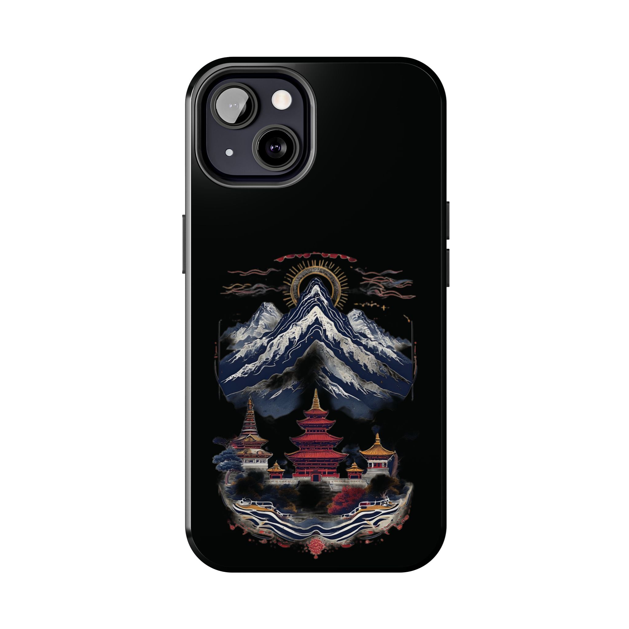Mountain Temple Tough Phone Case — Japanese-Inspired Landscape Phone Cover