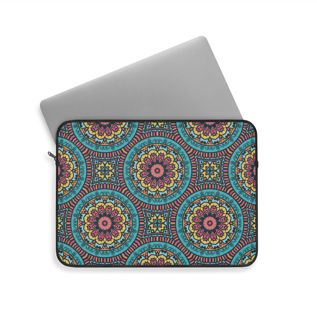 Colorful Boho Laptop Sleeve | Stylish Tech Case, Unique Computer Bag, Mandala Design, Gift for Students and Professionals