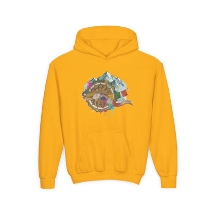 Youth Hoodie — Colorful Mountain Adventure Graphic