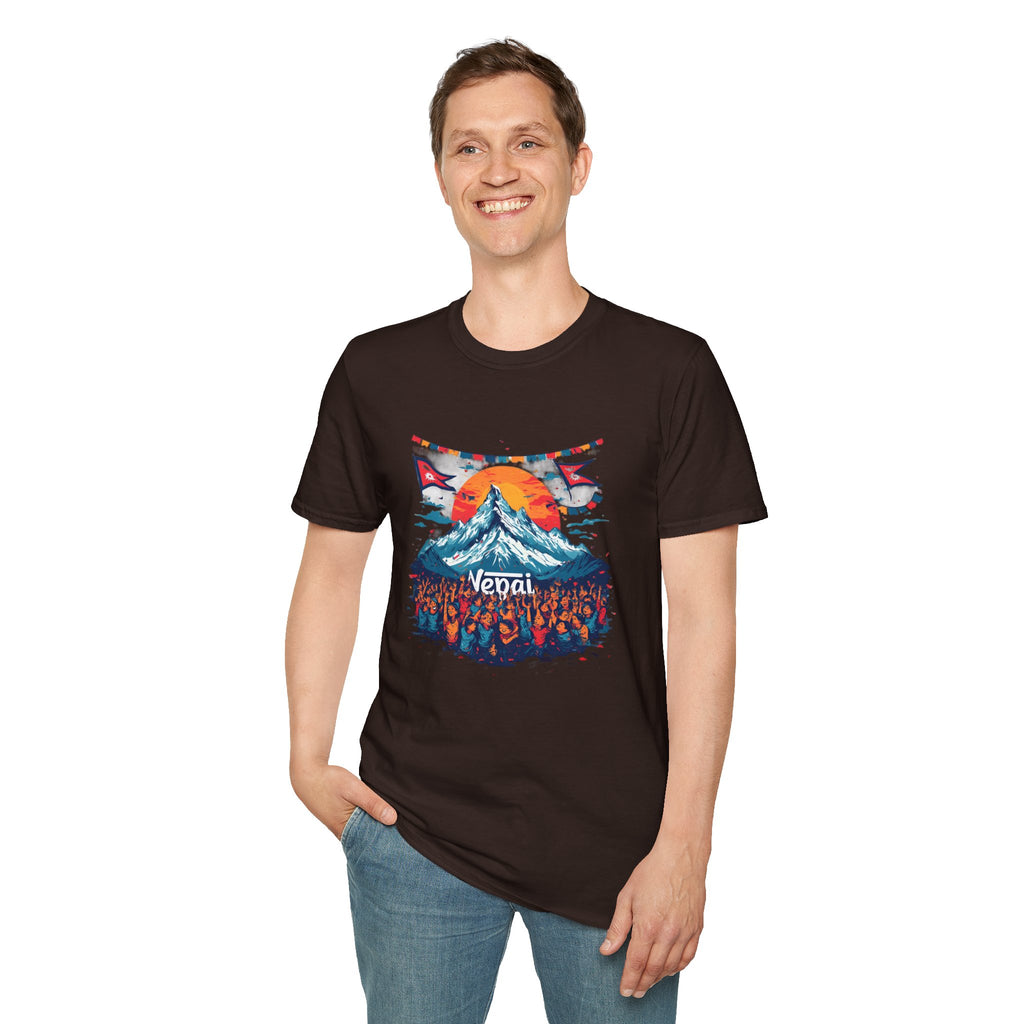 Nepal Mountain Sunrise T-Shirt — Retro Trekking Graphic Tee