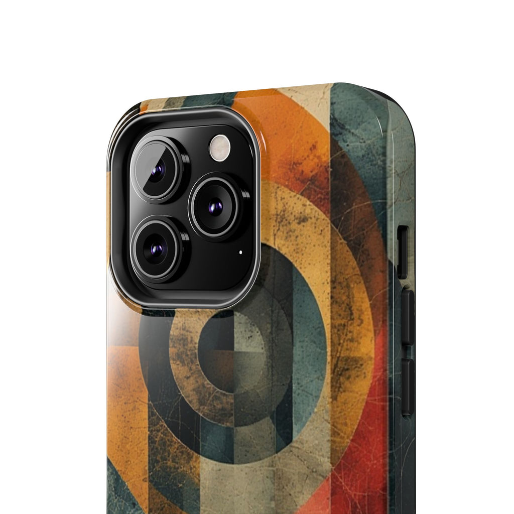 Retro Geometric Tough Phone Case — Vintage Target Circle Design