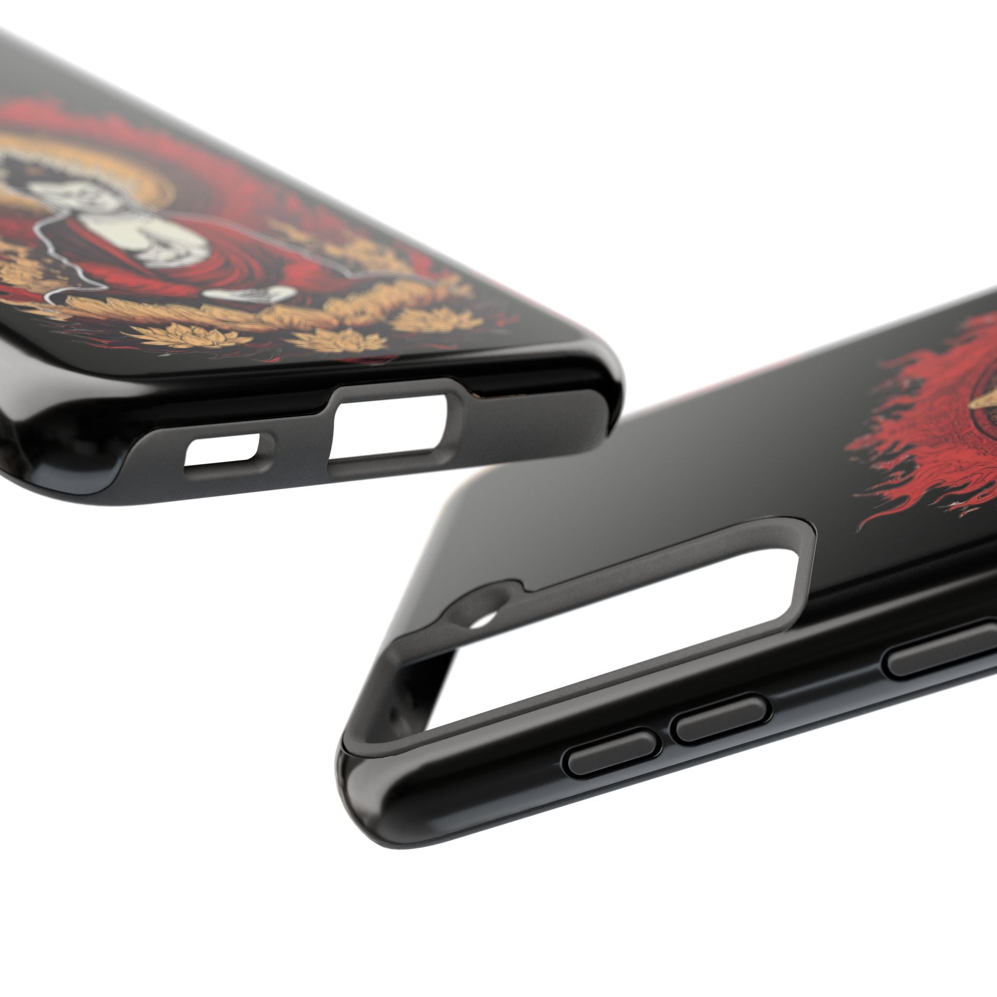 Buddha Meditation Tough Phone Case — Flame Halo Lotus Spiritual Protective Cover