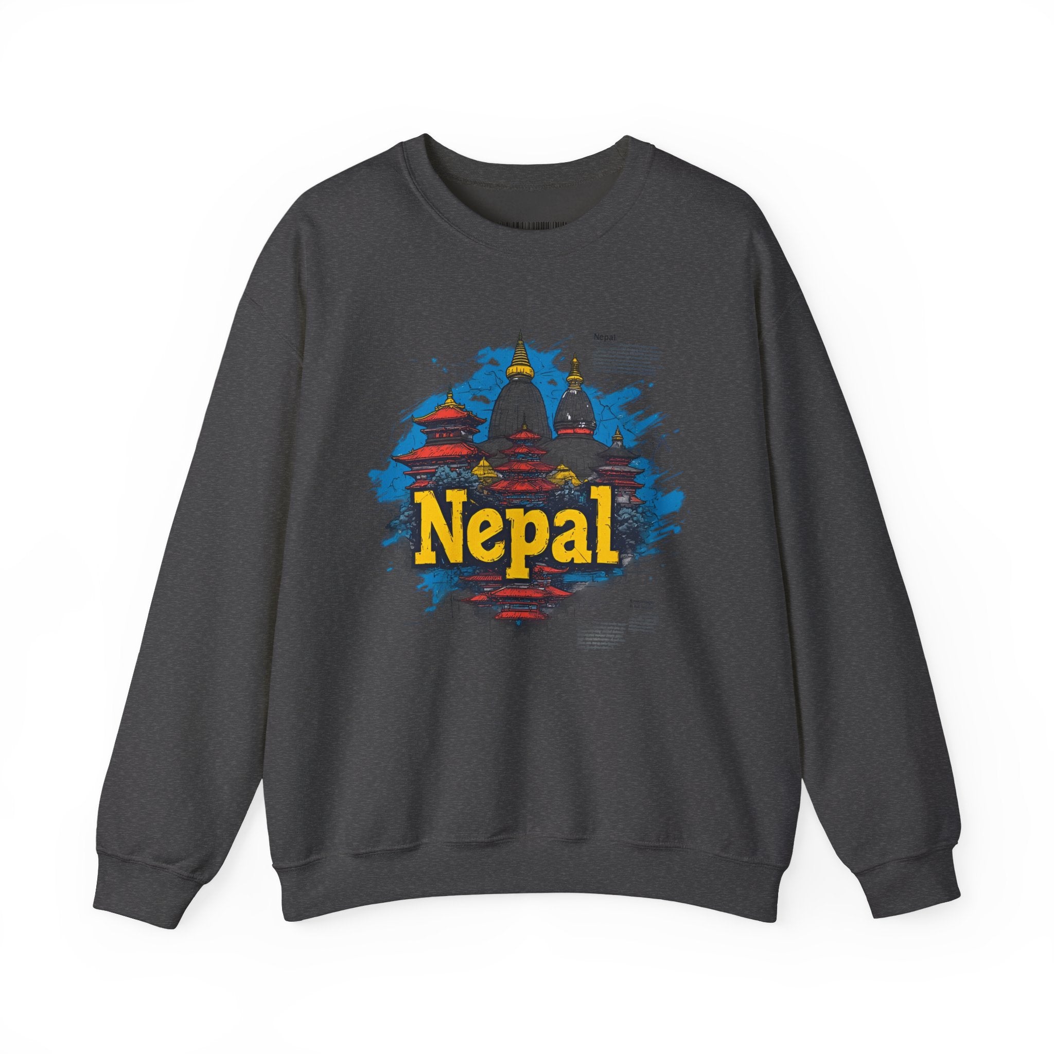 Nepal Landmark Crewneck Sweatshirt – Vintage Kathmandu Stupa Travel Pullover