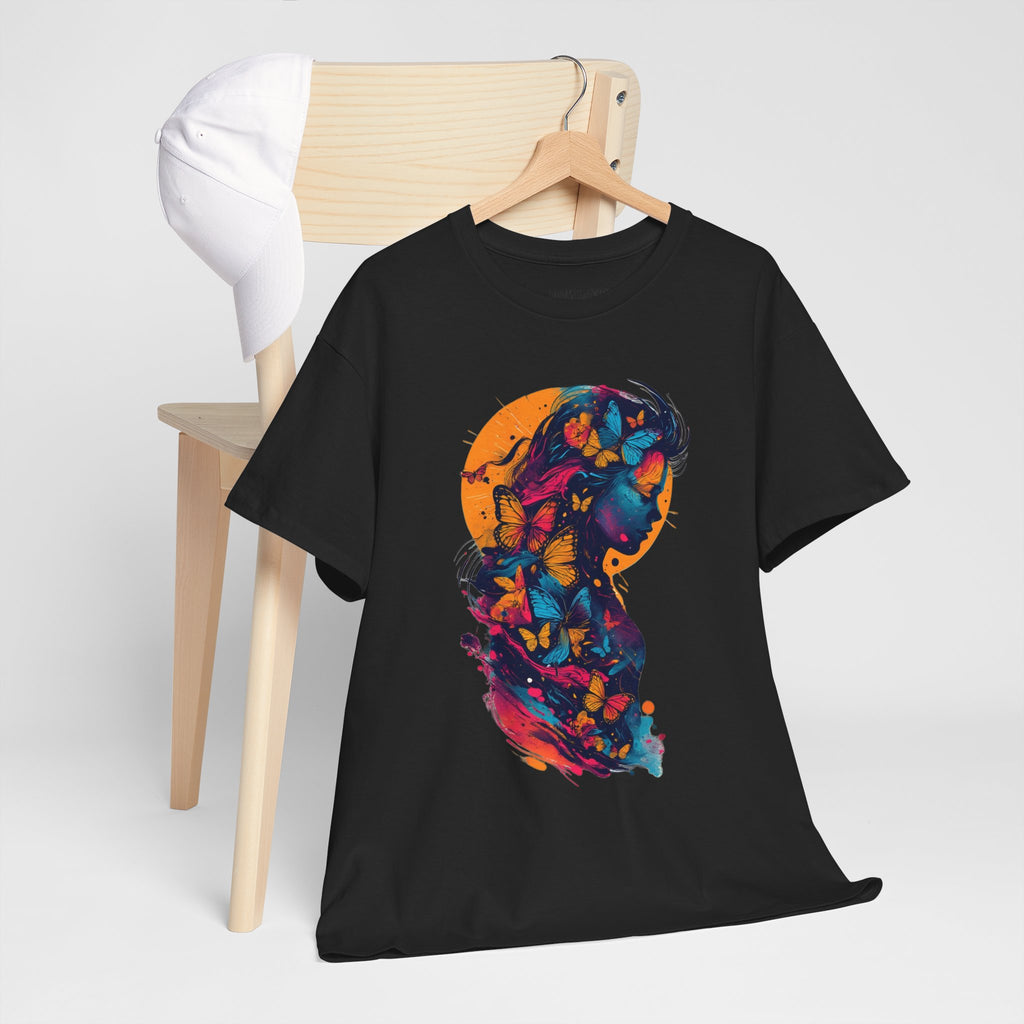 Butterfly Silhouette Graphic Tee — Colorful Maternity Profile Design
