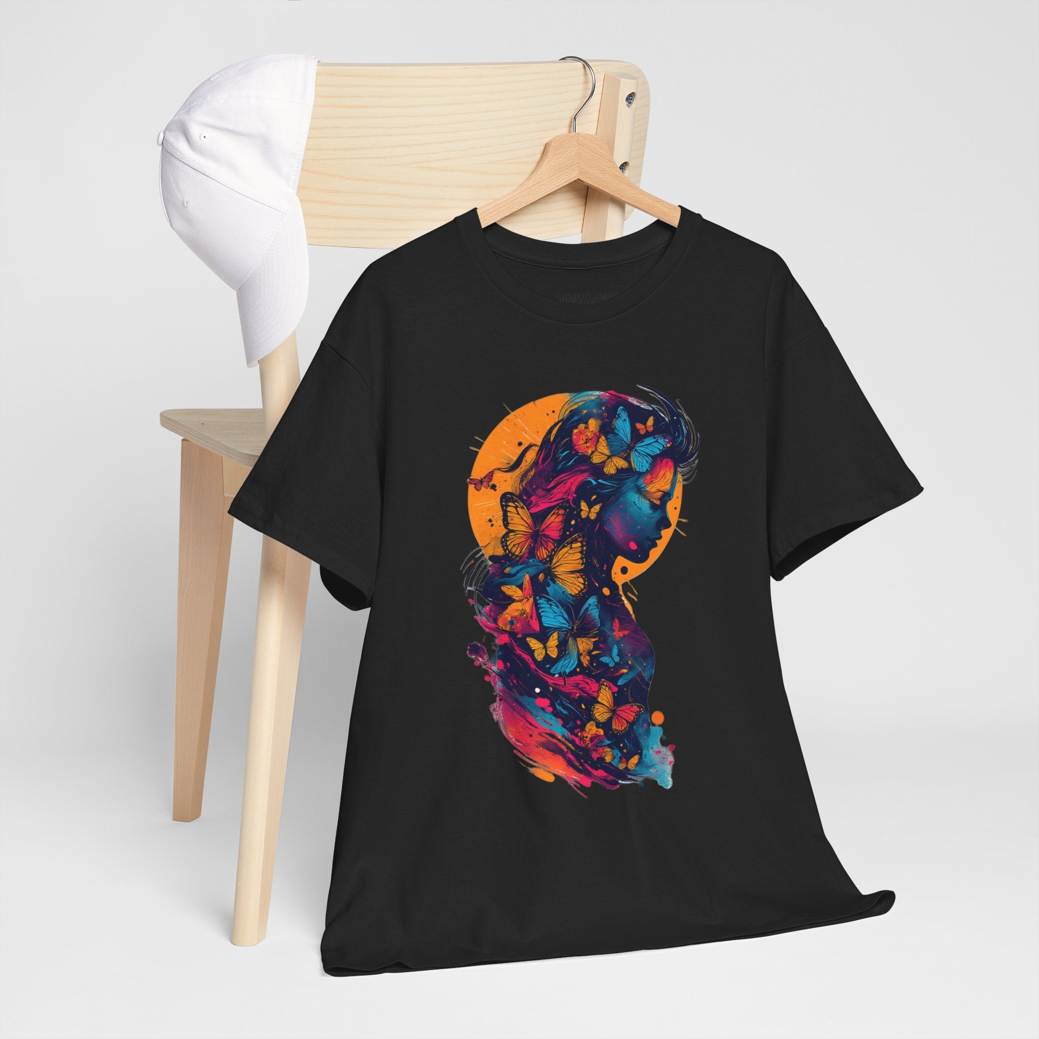 Butterfly Silhouette Graphic Tee — Colorful Maternity Profile Design
