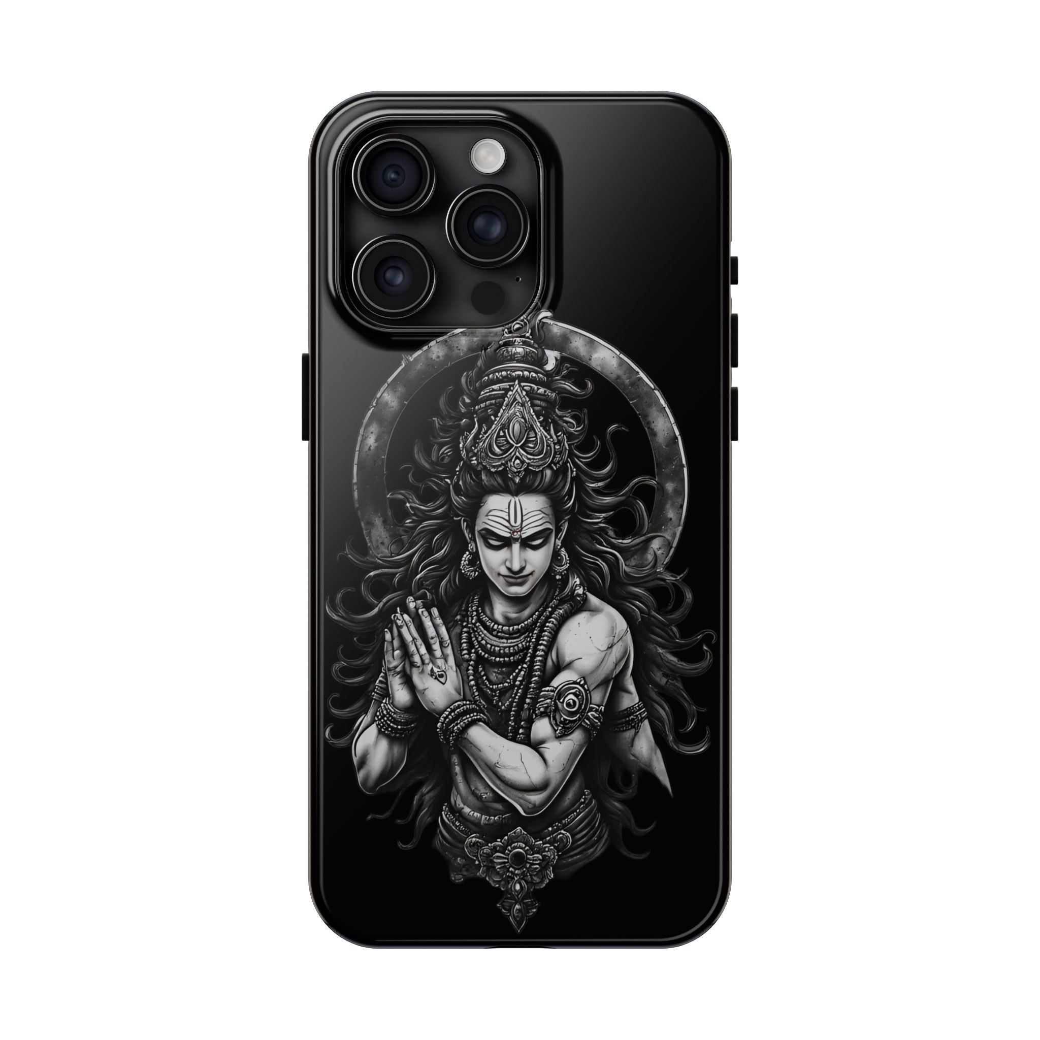Shiva Tough Phone Case — Black Protective Hindu Deity Design