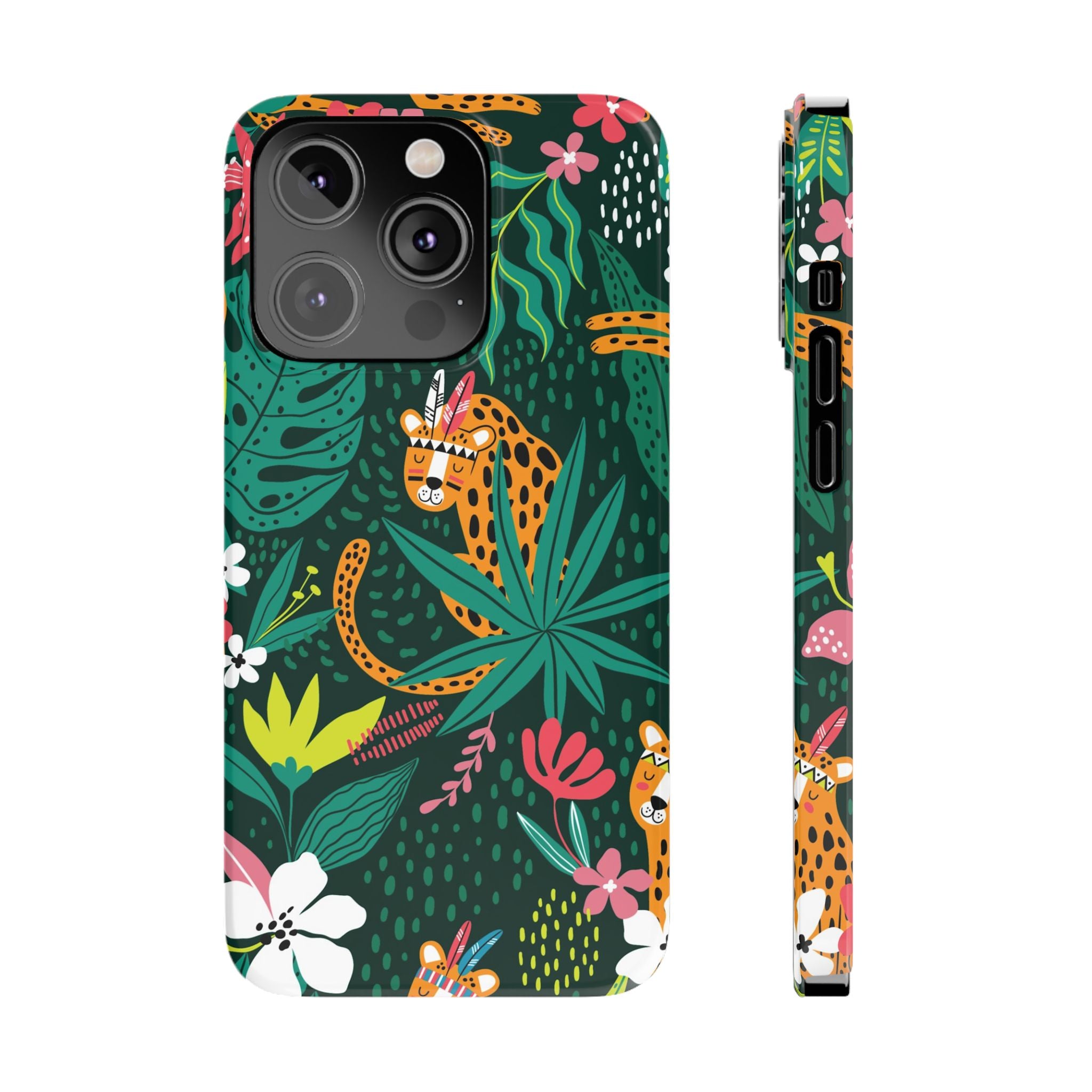 Slim Phone Case — Tropical Jungle Leopard Floral Pattern (Slim Protective Phone Cover)