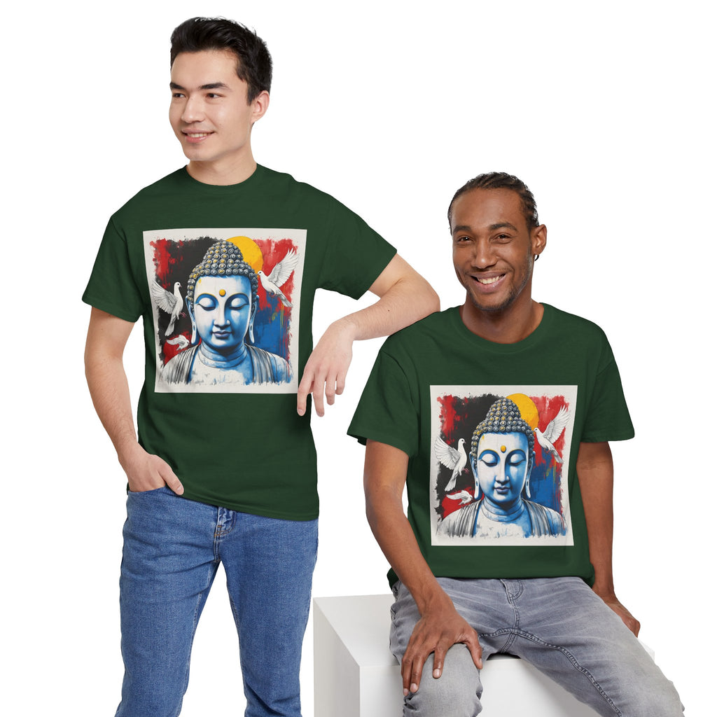 Buddha Peace Tee — Colorful Buddha & Doves Graphic T-Shirt