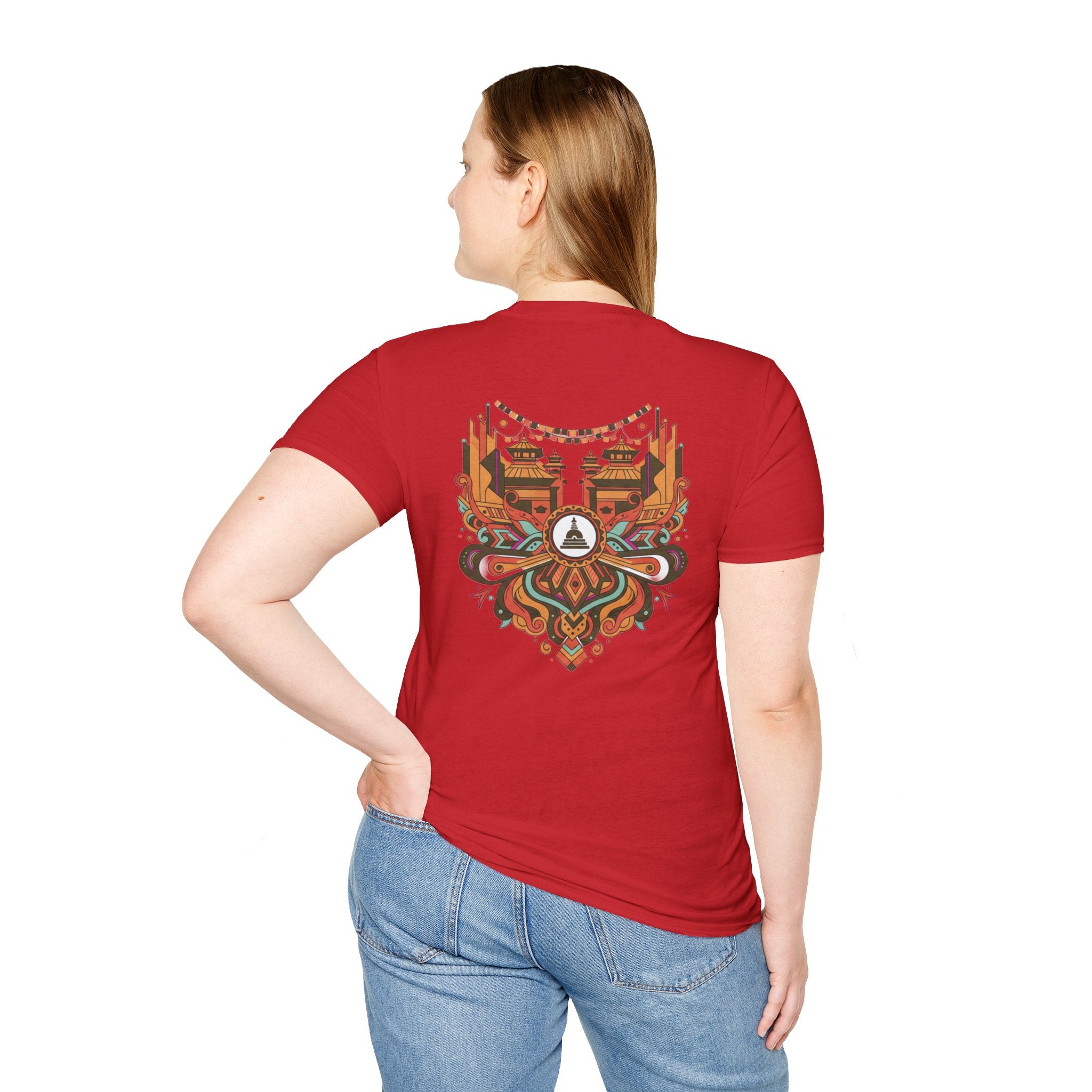 Festival Temple Graphic T-Shirt — Autumn Tribal Shrine Design