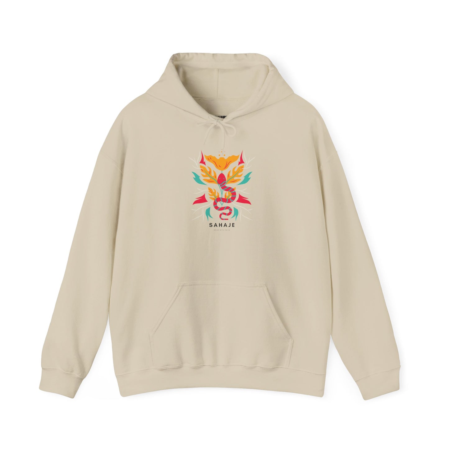 Floral Snake Hoodie — Colorful Serpent & Bloom Graphic Sweatshirt