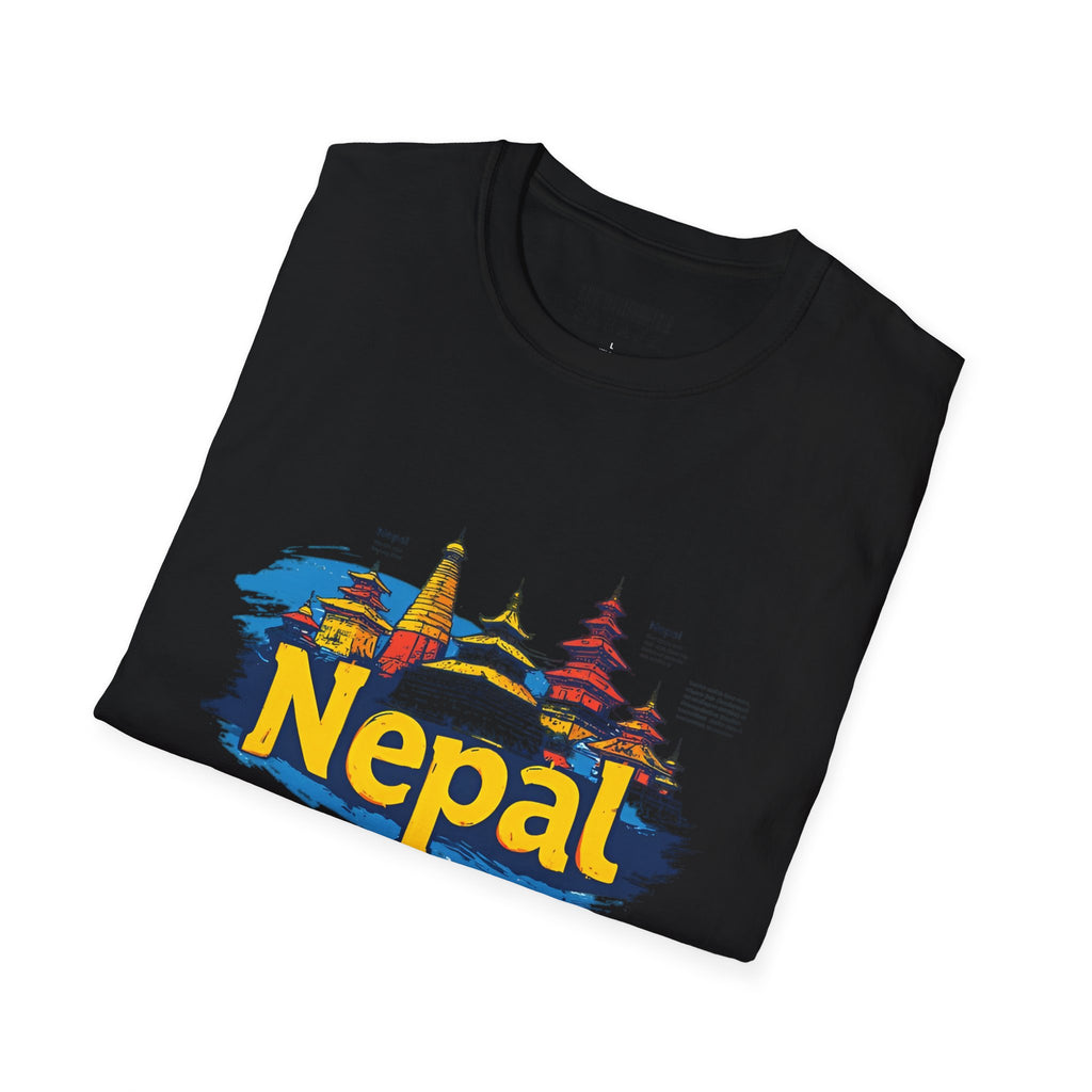 Nepal Temple Skyline T-Shirt – Nepali Cultural Heritage Graphic Tee, Travel & Spiritual Design
