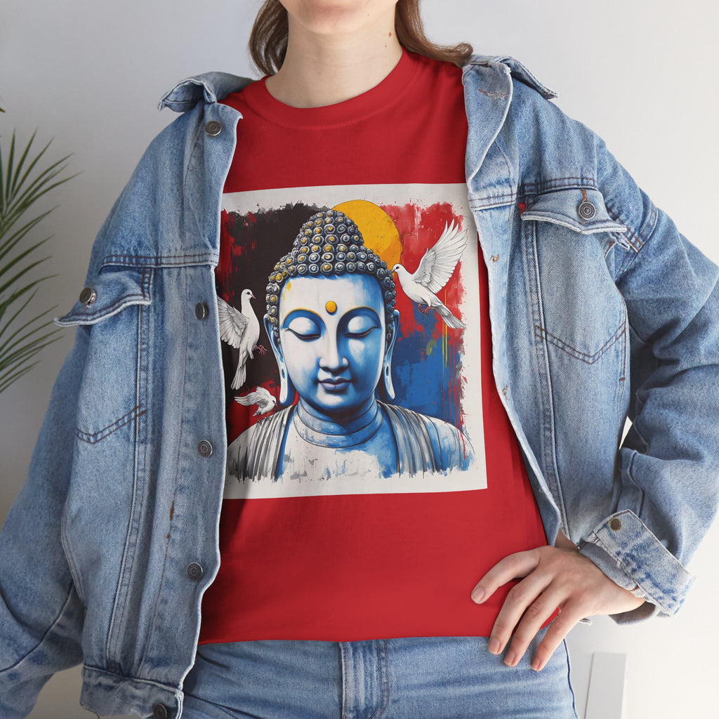 Buddha Peace Tee — Colorful Buddha & Doves Graphic T-Shirt