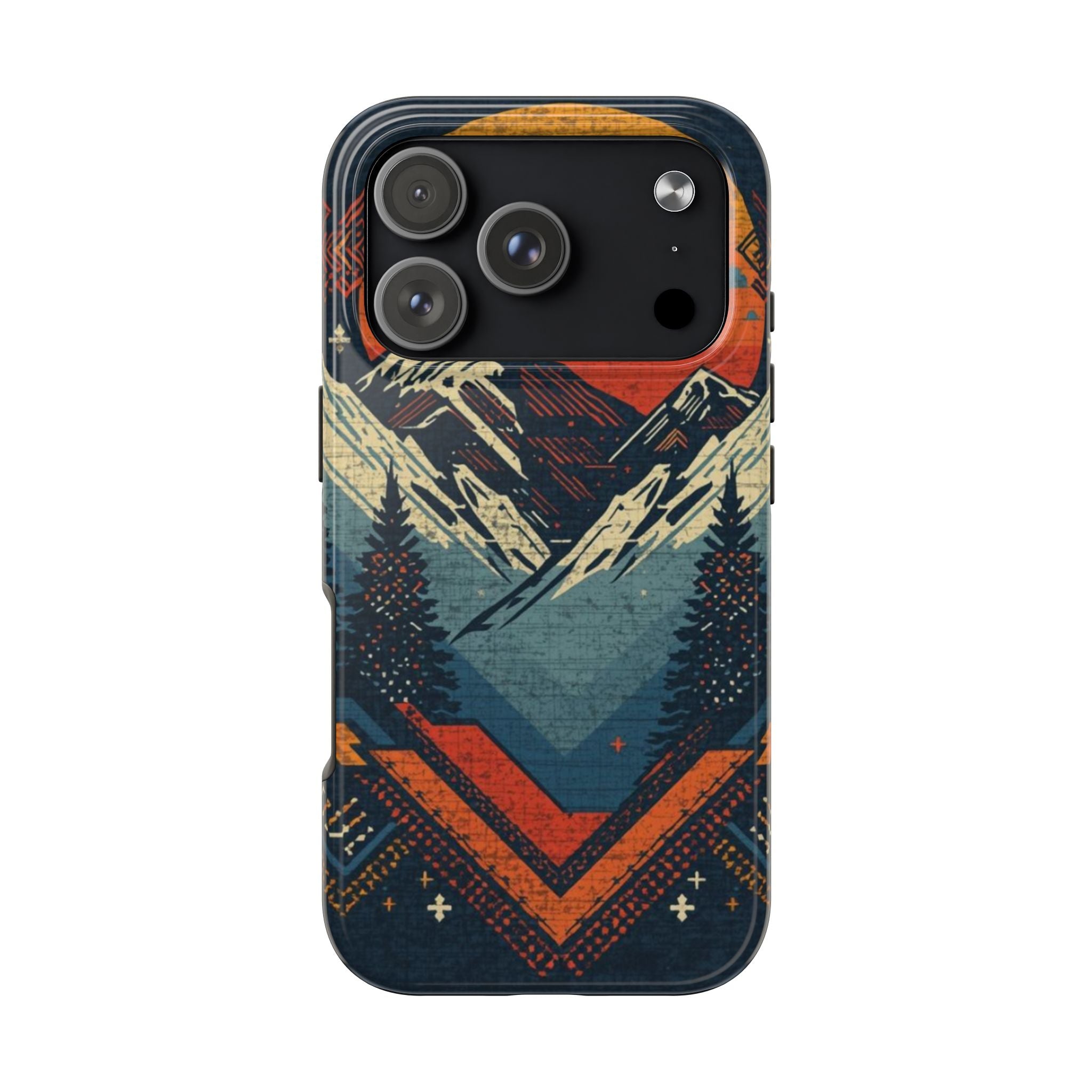 Tough Phone Case — Retro Mountain Sunset Design