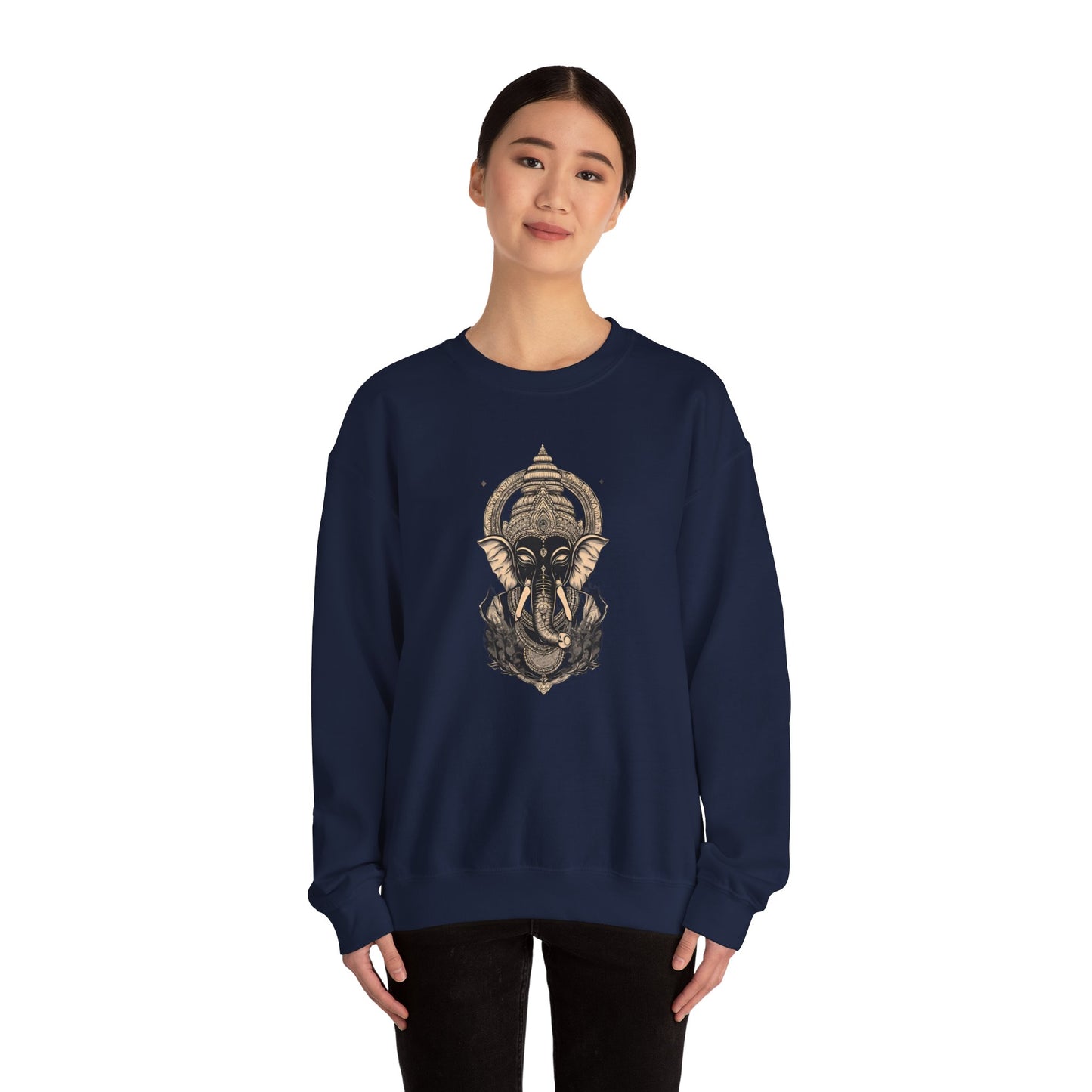 Elephant Mandala Crewneck Sweatshirt — Spiritual Indian-Inspired Graphic