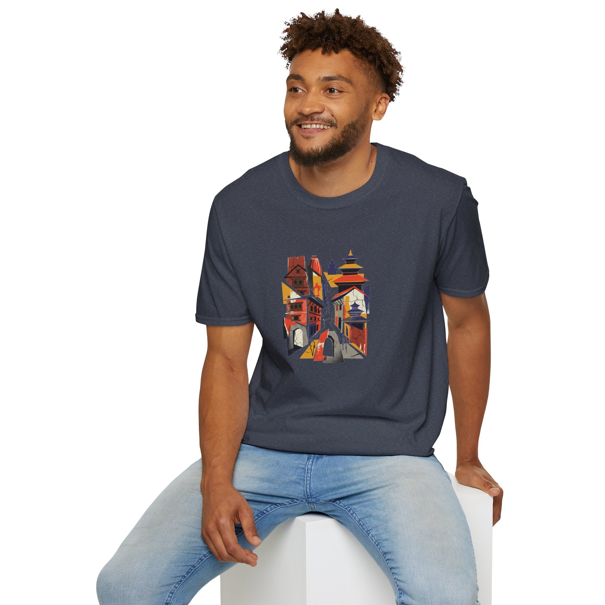 Cityscape Art Tee — Abstract Urban Alley Illustration T-Shirt