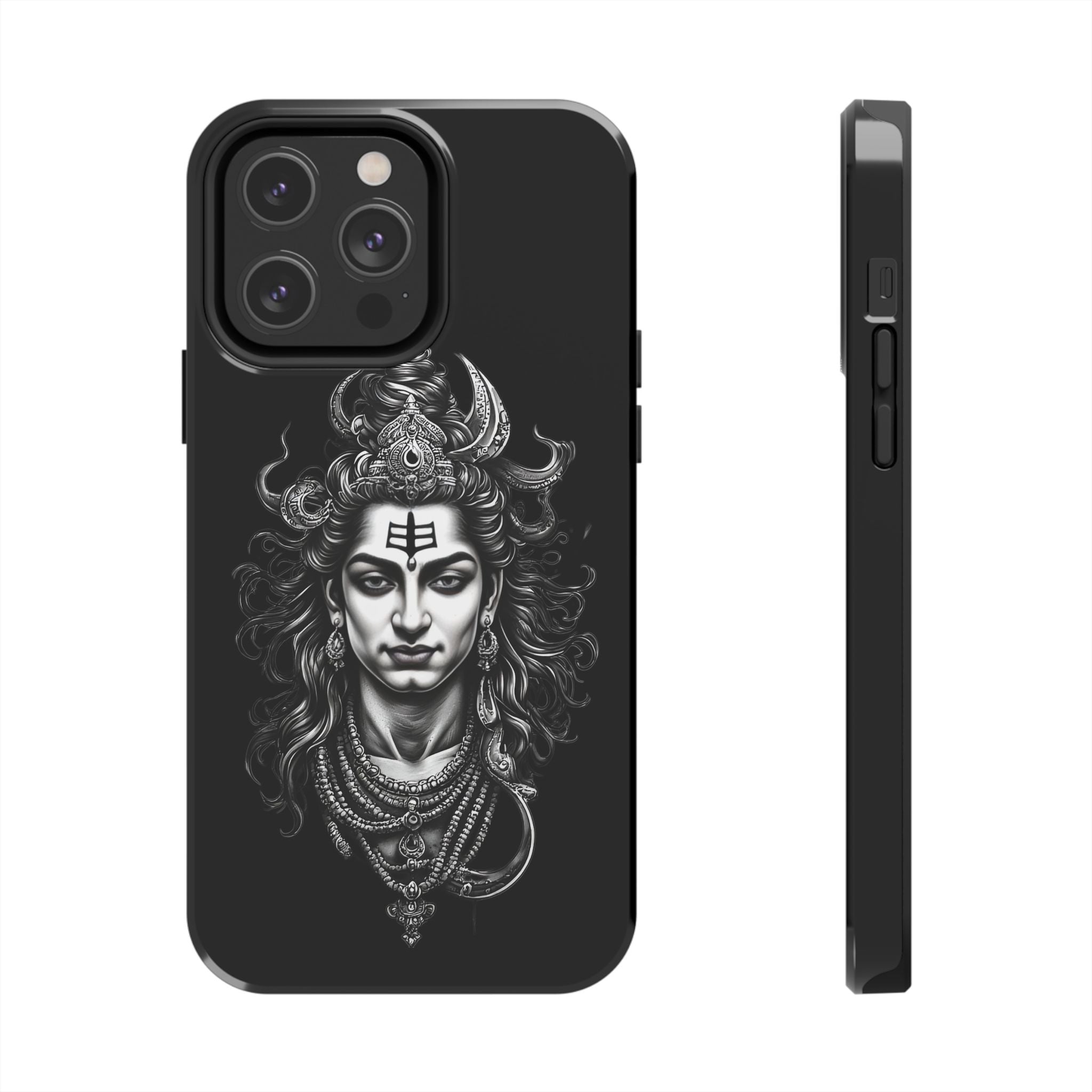 Phone Case — Intricate Lord Shiva Illustration on Black Tough Case