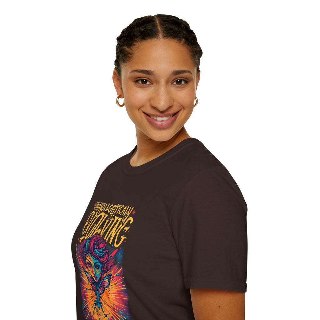 Evolving Butterfly Graphic T-Shirt — "Unapologetically Evolving" Vibrant Psychedelic Tee
