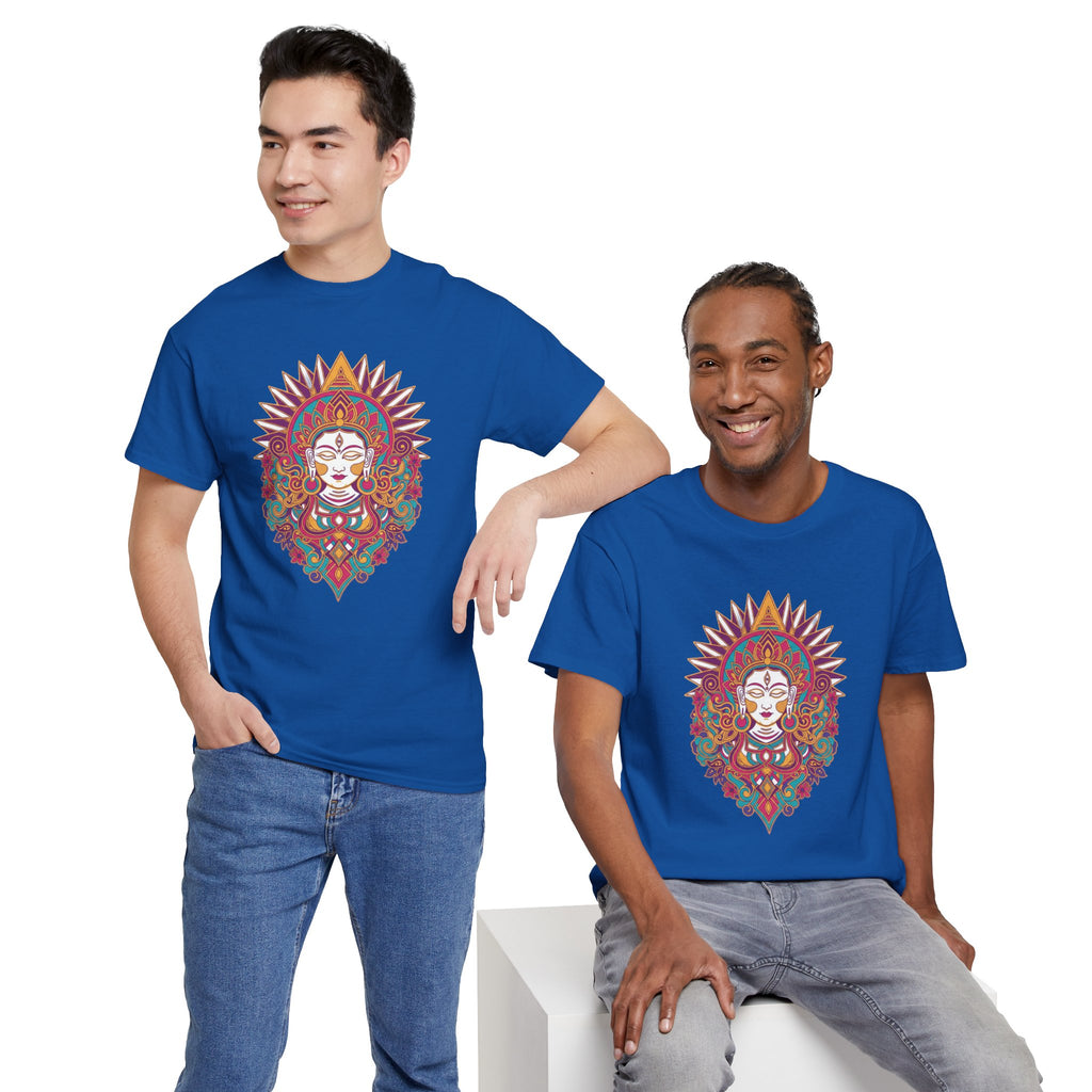 Spiritual Goddess Sun Mandala Tee — Colorful Boho Yoga T‑Shirt