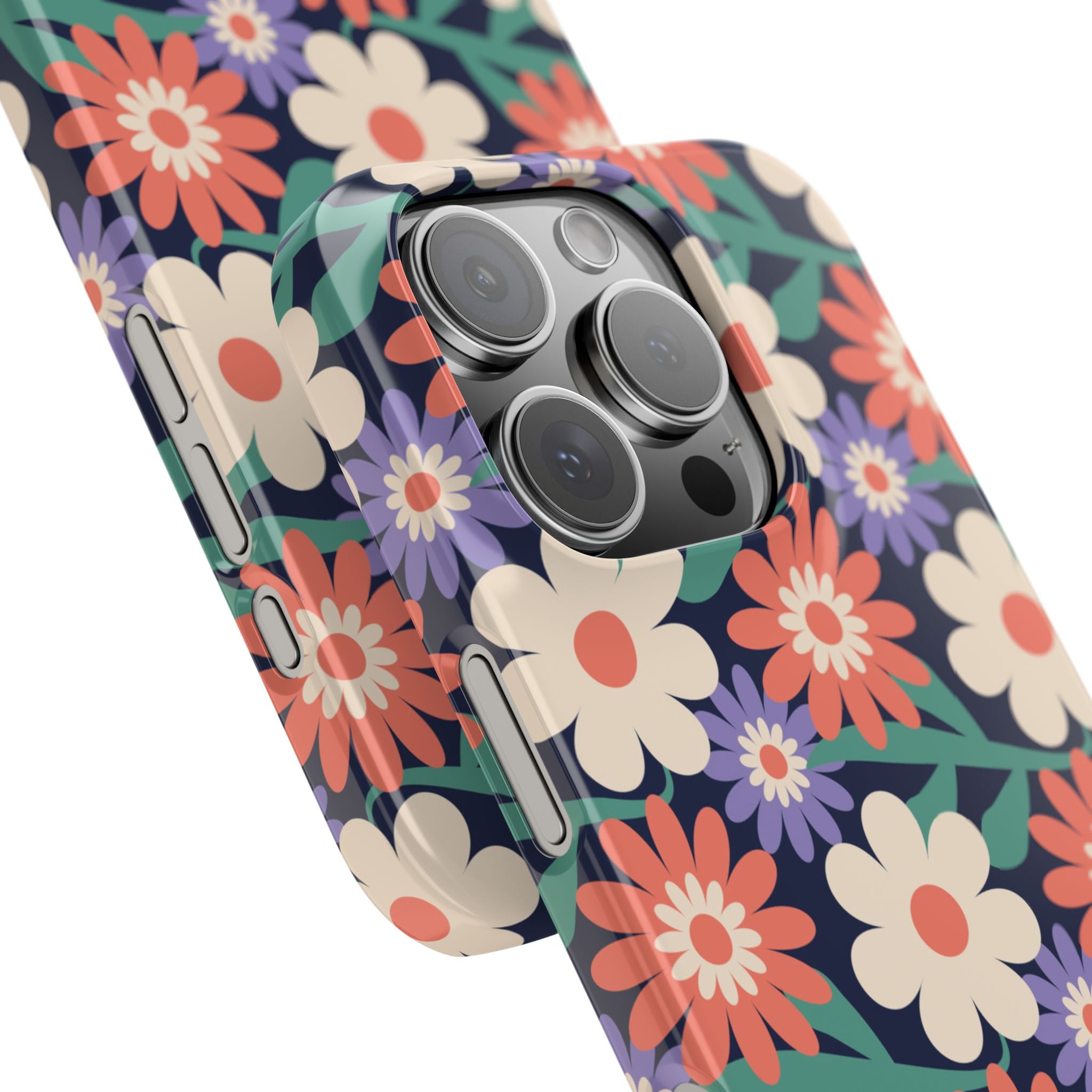 Floral Retro Slim Phone Case – Navy Ditsy Flowers