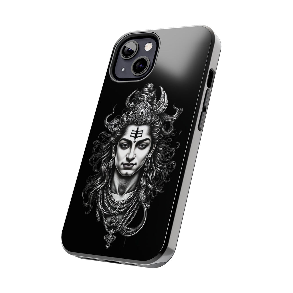 Phone Case — Intricate Lord Shiva Illustration on Black Tough Case