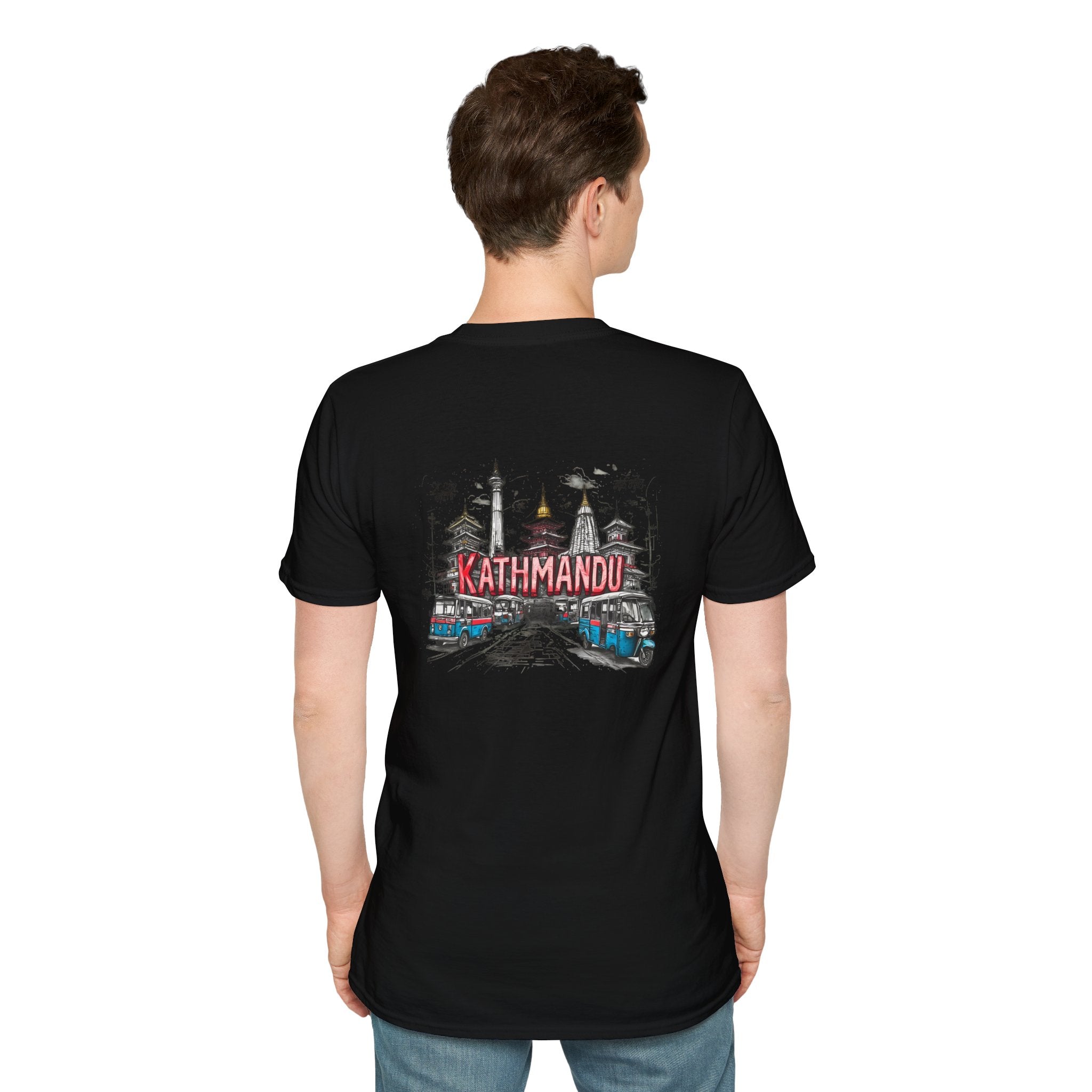 Kathmandu Travel T-Shirt — Nepali Temple & Vintage Jeep Graphic tee